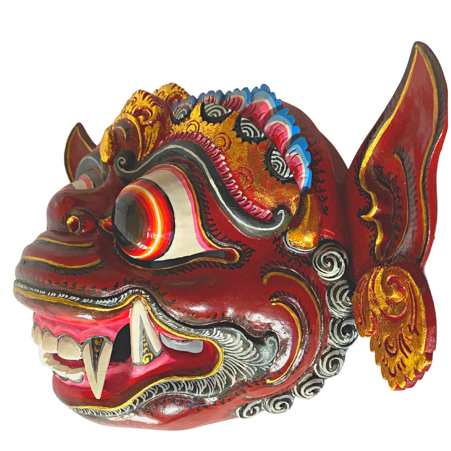 Barong Mask Hanuman Red Monkey Demon Topeng Authentic Balinese Dance mask Hand Carved Polychrome Wood Carving Wall Bali Folk Art