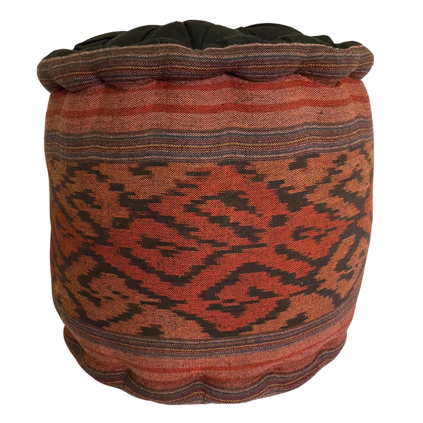 Ikat Floor Pillow Pouf Ottoman Cushion Hand woven Red Balinese Textile Handcrafted Organic Kapok Bali Batik Boho decor