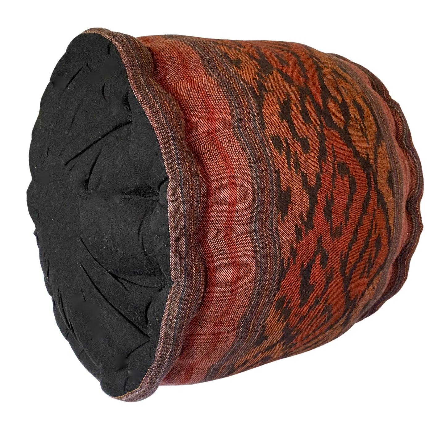 Ikat Floor Pillow Pouf Ottoman Cushion Hand woven Red Balinese Textile Handcrafted Organic Kapok Bali Batik Boho decor