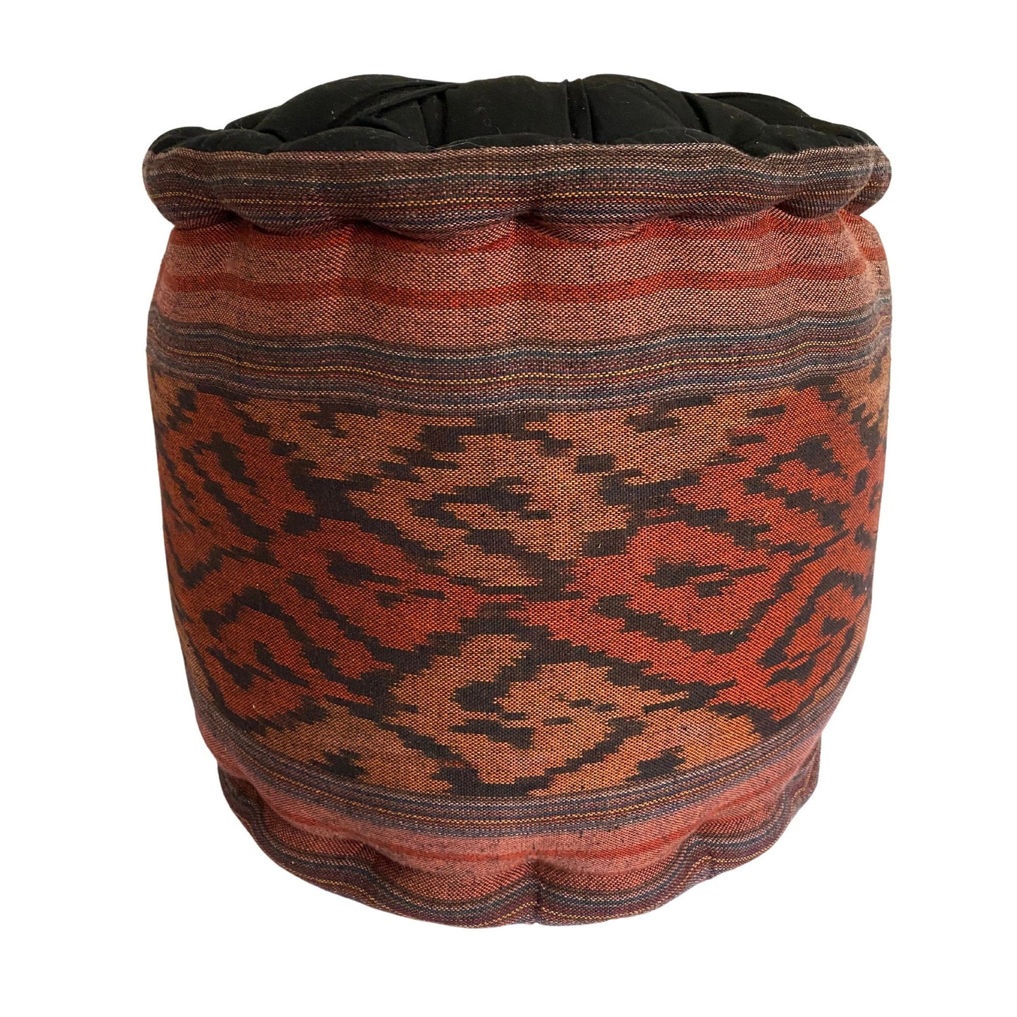 Ikat Floor Pillow Pouf Ottoman Cushion Hand woven Red Balinese Textile Handcrafted Organic Kapok Bali Batik Boho decor