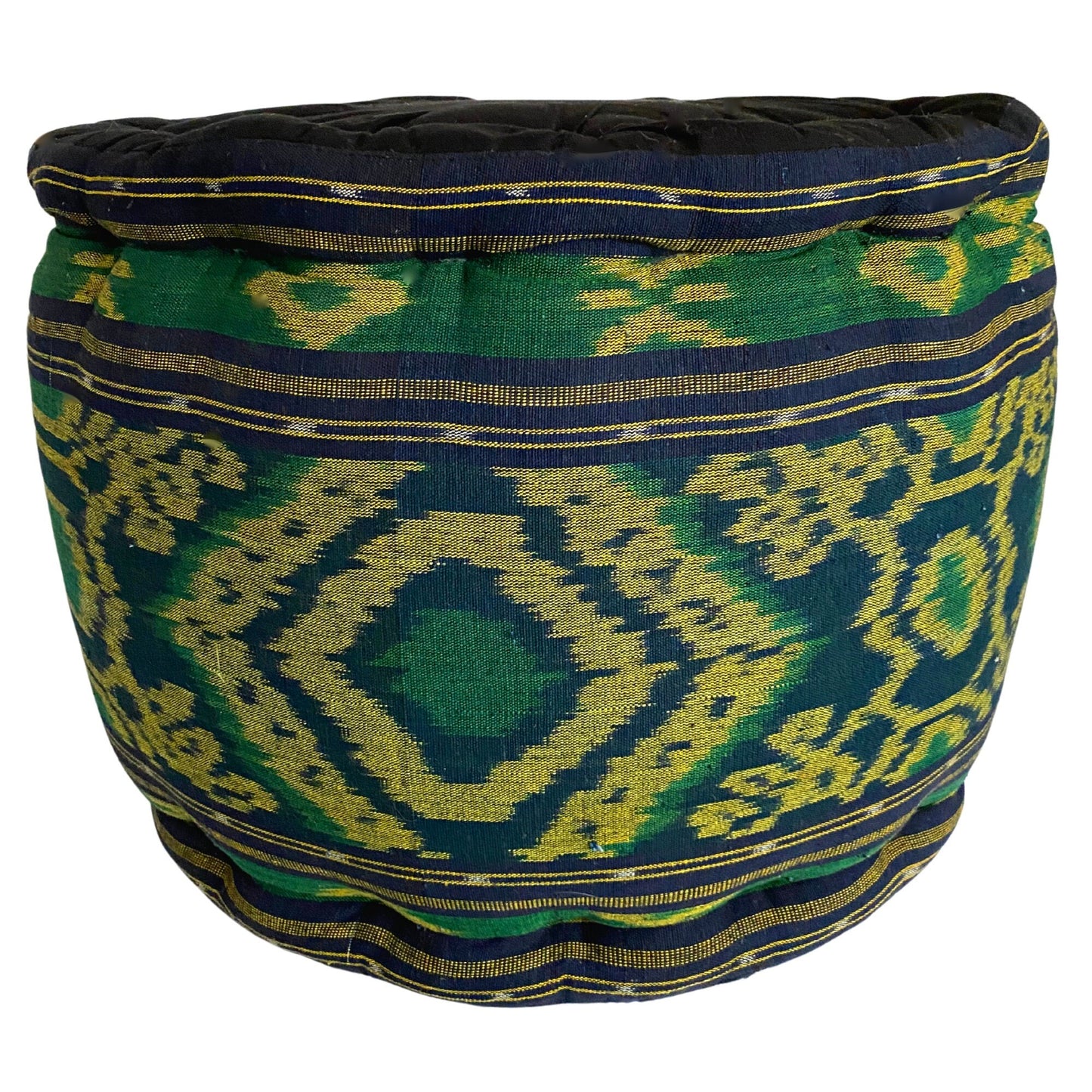 Ikat Floor Pillow Pouf Ottoman Cushion Hand woven Green Blue Balinese Textile Handcrafted Organic Kapok Bali Batik Boho decor