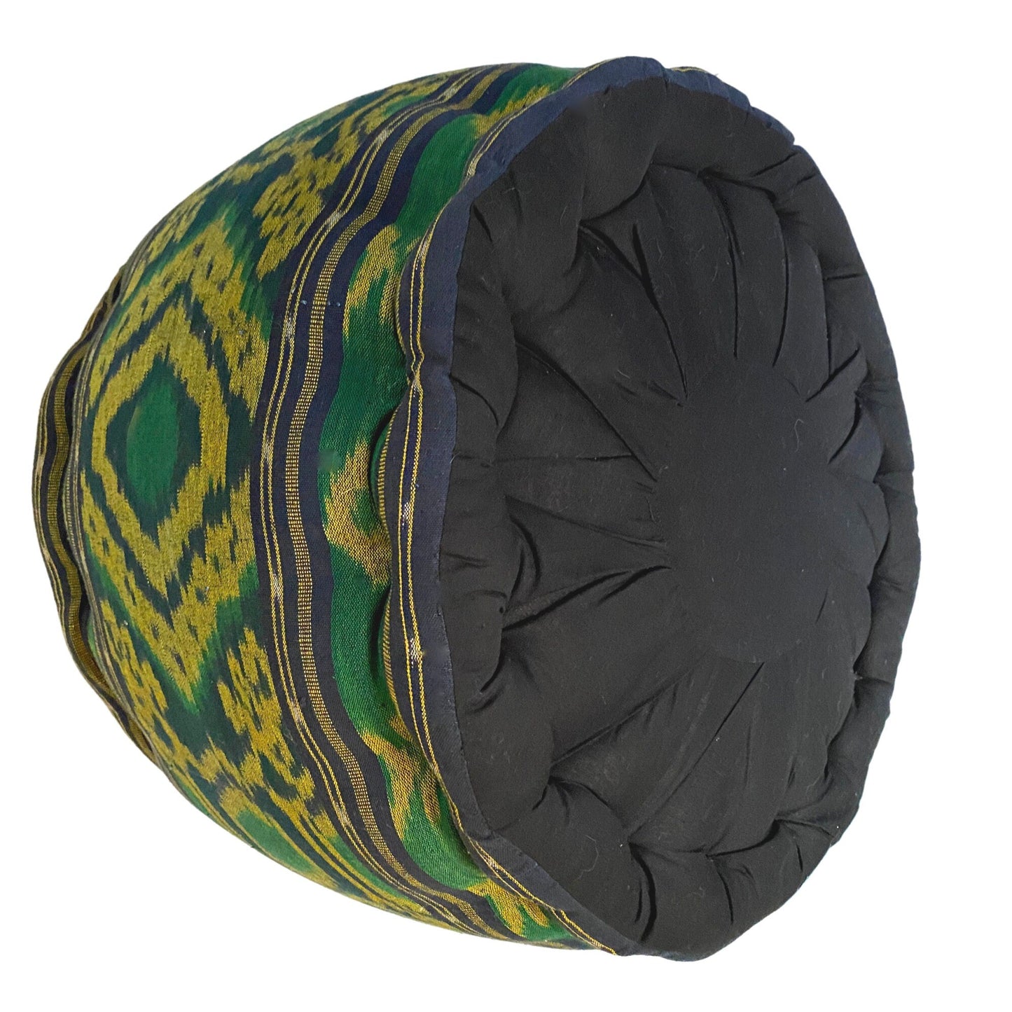 Ikat Floor Pillow Pouf Ottoman Cushion Hand woven Green Blue Balinese Textile Handcrafted Organic Kapok Bali Batik Boho decor