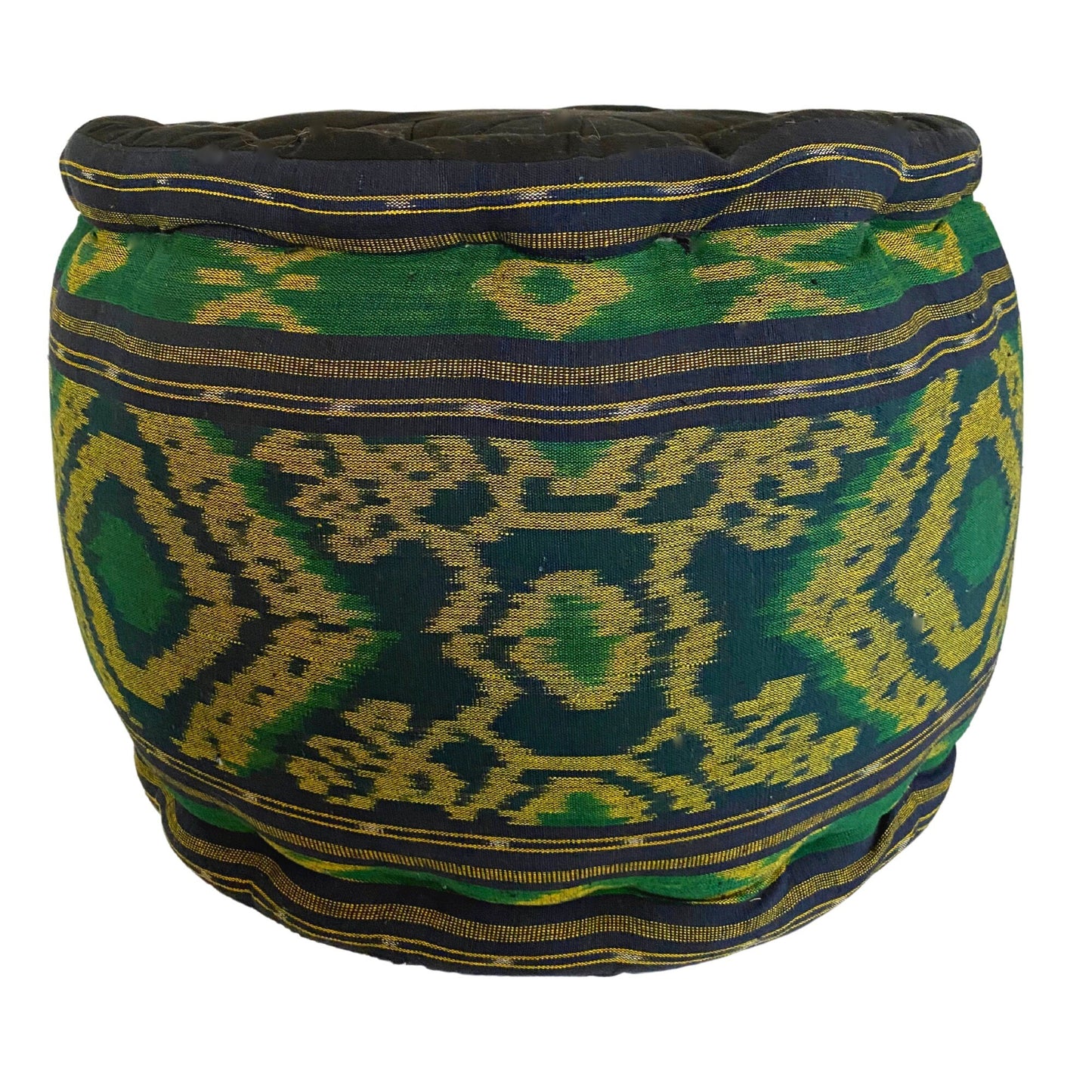 Ikat Floor Pillow Pouf Ottoman Cushion Hand woven Green Blue Balinese Textile Handcrafted Organic Kapok Bali Batik Boho decor