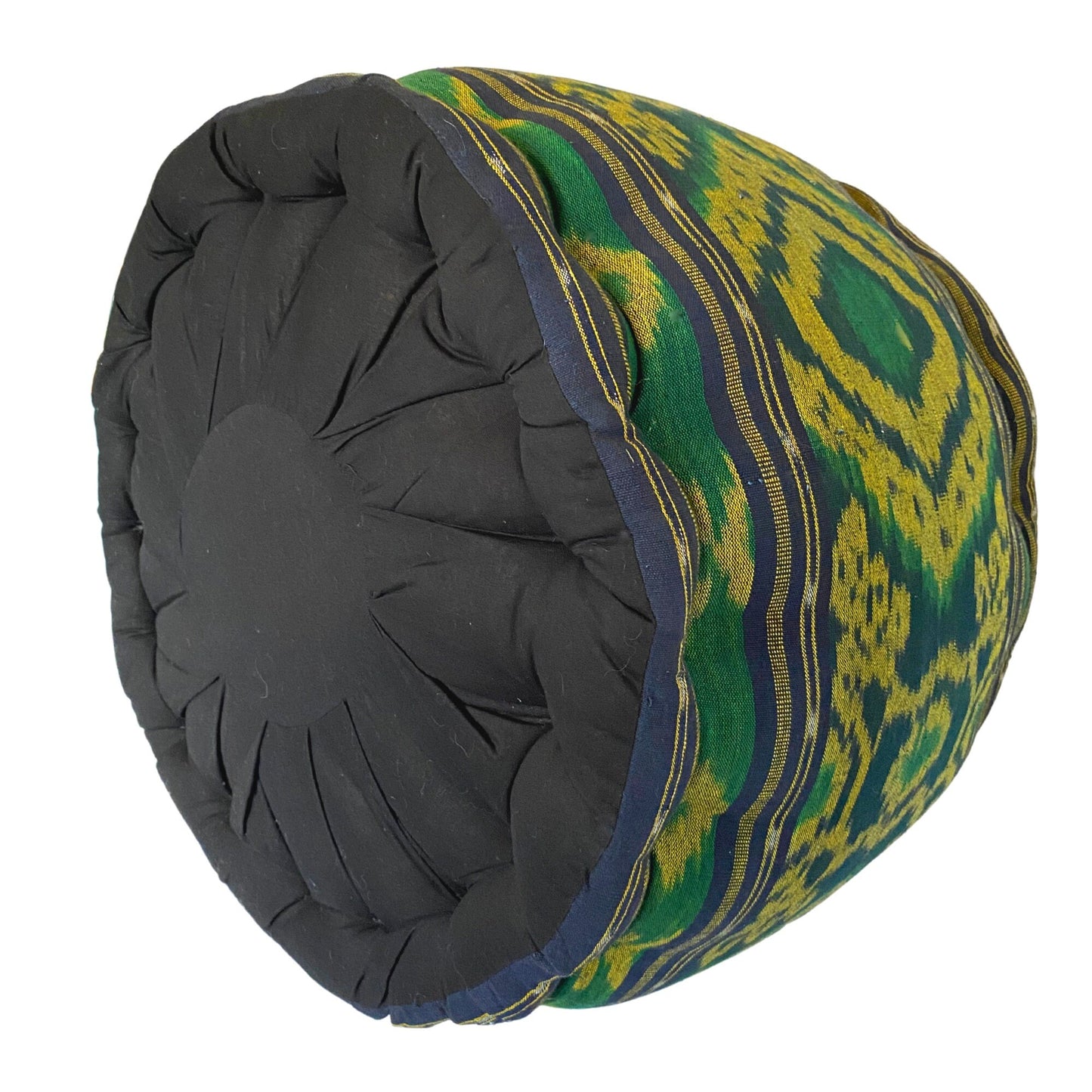 Ikat Floor Pillow Pouf Ottoman Cushion Hand woven Green Blue Balinese Textile Handcrafted Organic Kapok Bali Batik Boho decor