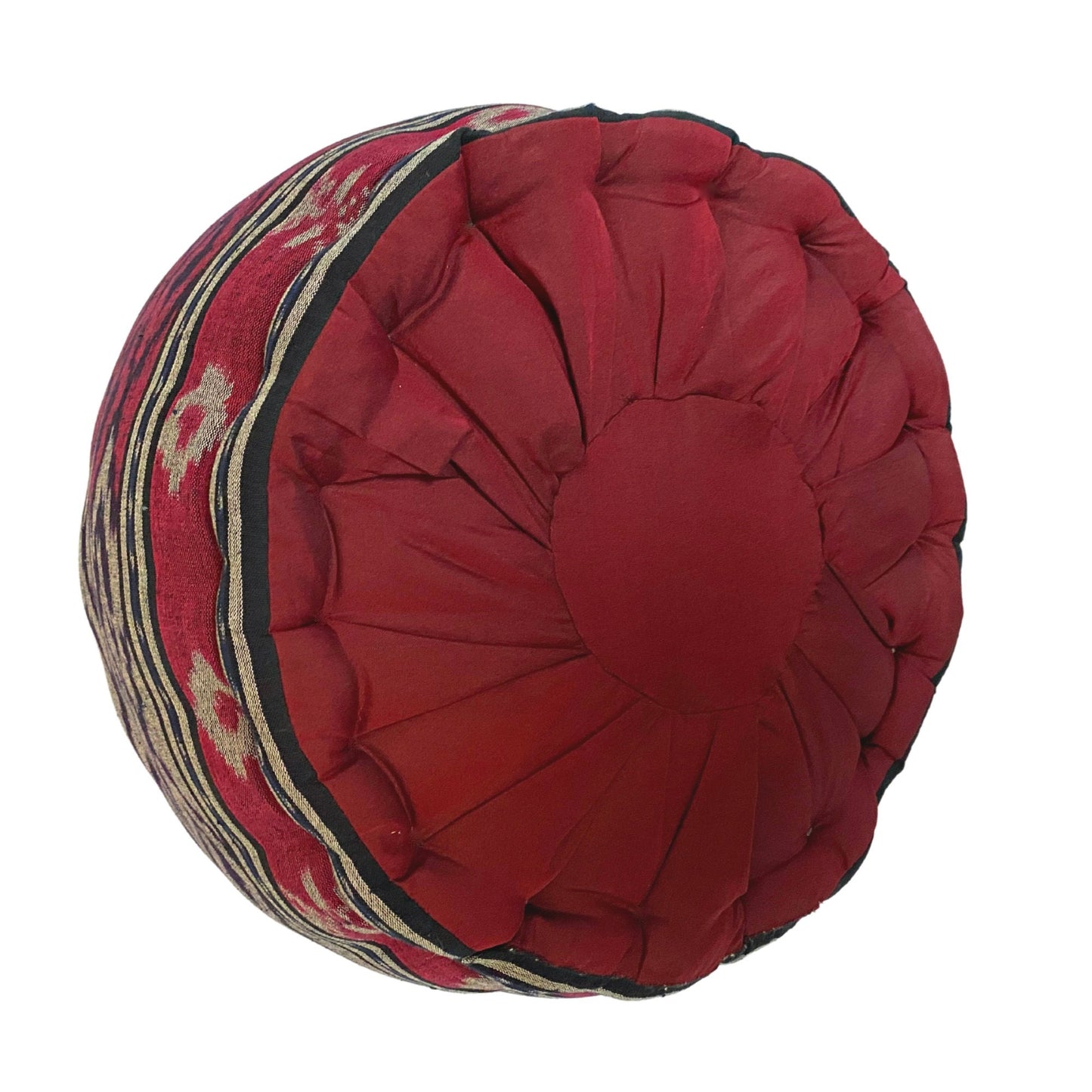 Ikat Floor Pillow Pouf Ottoman Cushion Hand woven Blue Burgundy Balinese Textile Handcrafted Organic Kapok Bali Batik Boho decor
