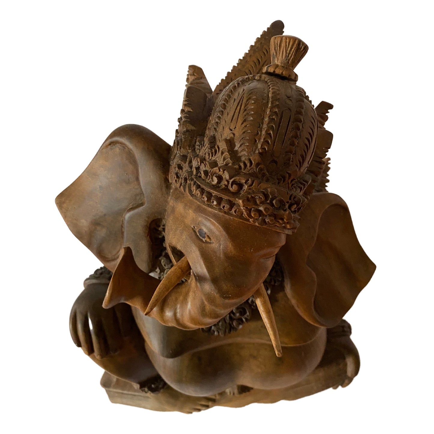 Hand Carved Ganesha Statue: Balinese Wood Sculpture, Remover of Obstacles, Hindu Art