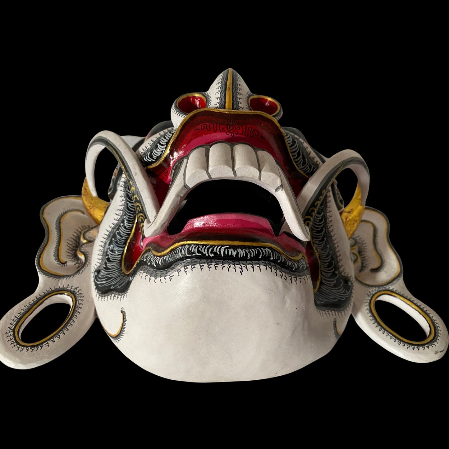 Rangda Demon Queen Mask Kali Durga Shakti Warrior Goddess Balinese Hand Carved Polychrome Wood Carving Wall Bali Folk Art