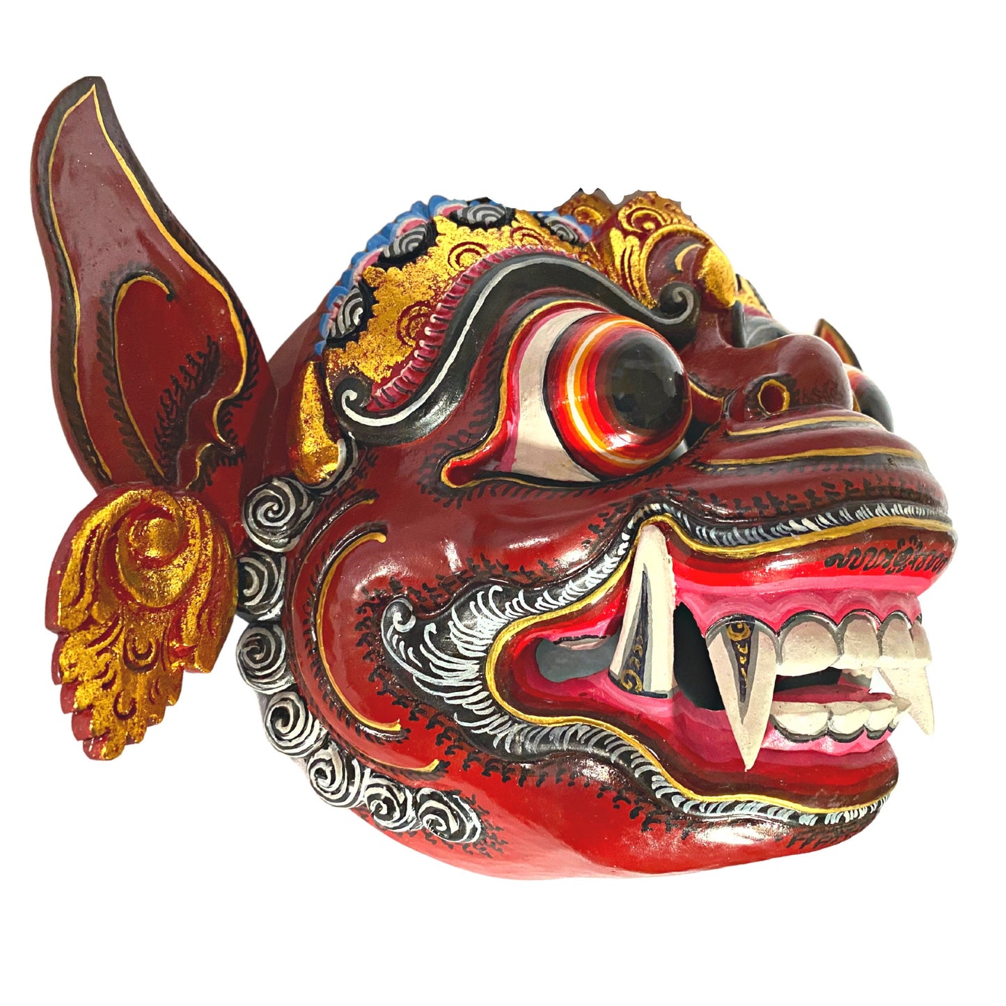 Barong Mask Hanuman Red Monkey Demon Topeng Authentic Balinese Dance mask Hand Carved Polychrome Wood Carving Wall Bali Folk Art