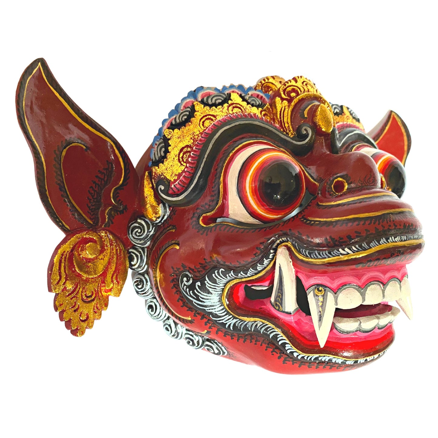 Barong Mask Hanuman Red Monkey Demon Topeng Authentic Balinese Dance mask Hand Carved Polychrome Wood Carving Wall Bali Folk Art