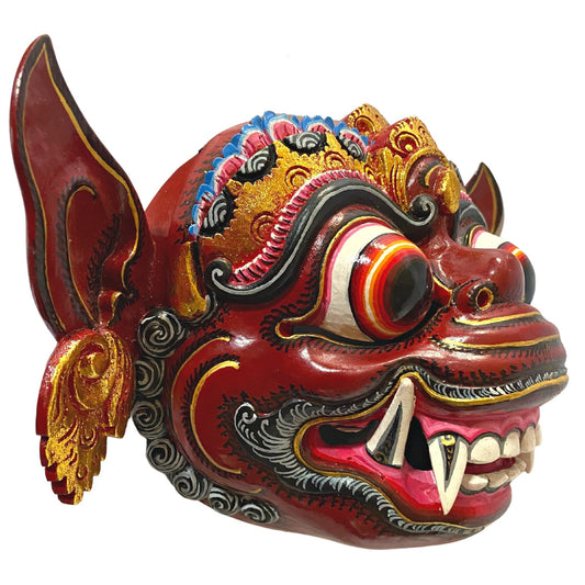Barong Mask Hanuman Red Monkey Demon Topeng  Authentic Balinese Dance mask Hand Carved Polychrome Wood Carving Wall Bali Folk Art