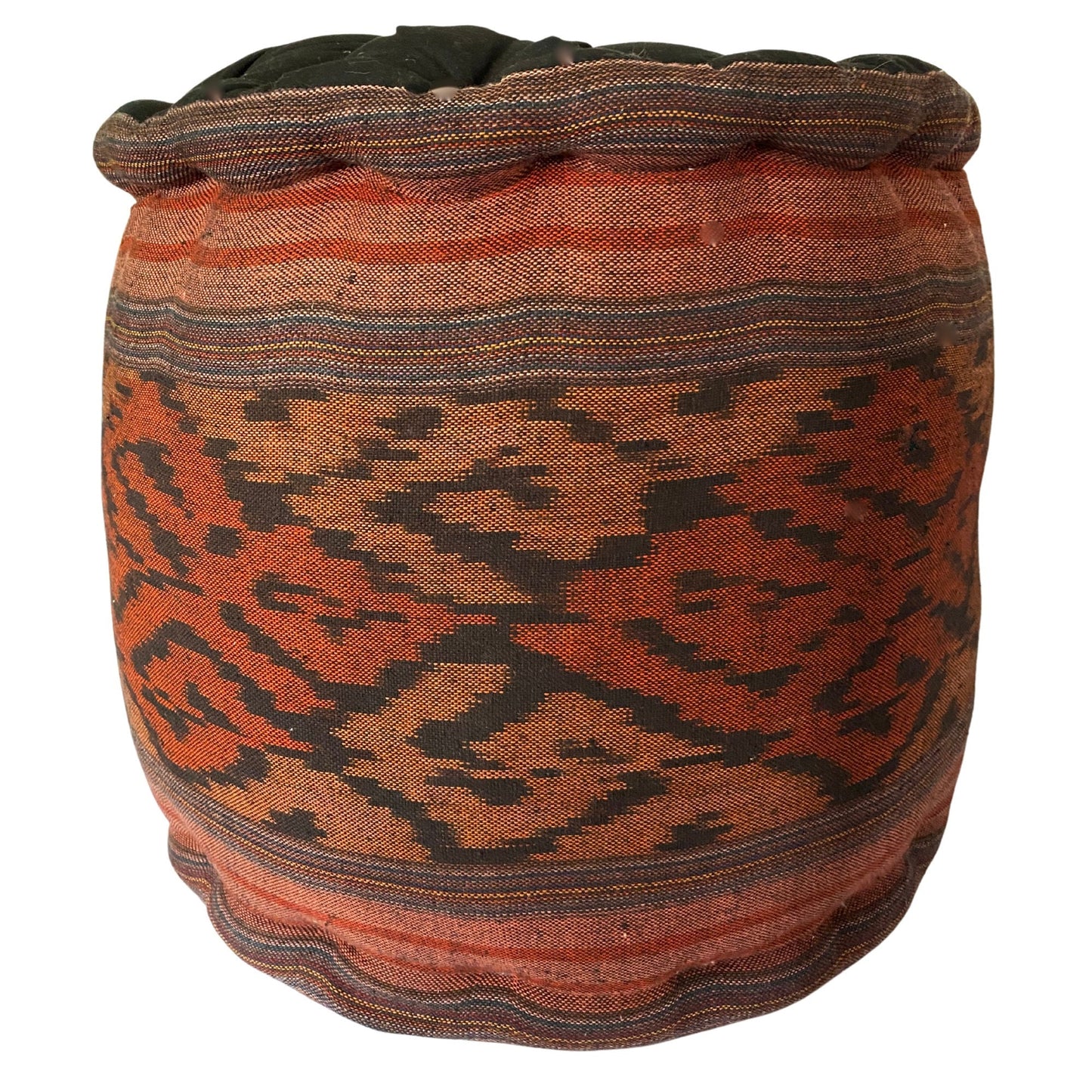 Ikat Floor Pillow Pouf Ottoman Cushion Hand woven Red Balinese Textile Handcrafted Organic Kapok Bali Batik Boho decor