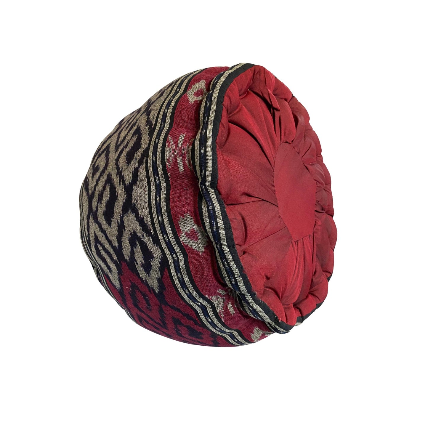 Ikat Floor Pillow Pouf Ottoman Cushion Hand woven Blue Burgundy Balinese Textile Handcrafted Organic Kapok Bali Batik Boho decor