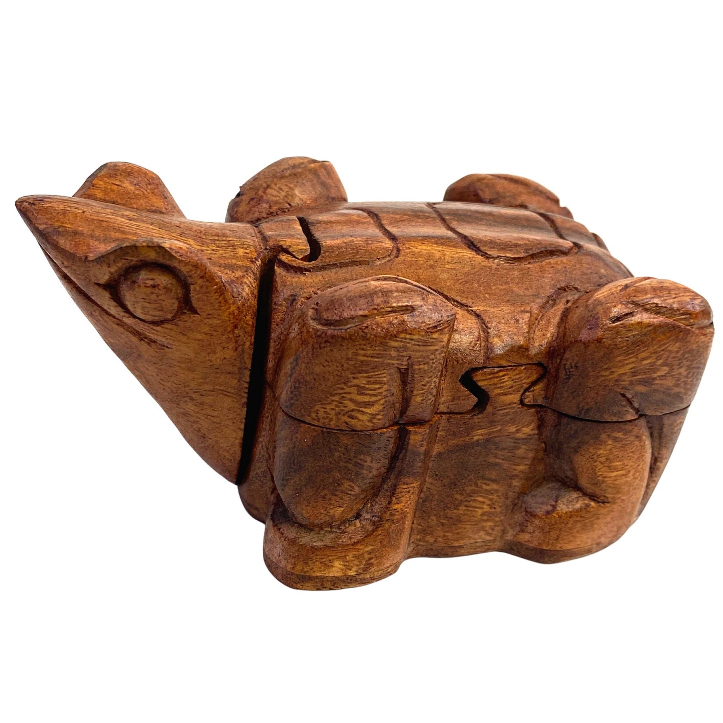 Frog Toad Amphibian Secret Puzzle stash jewelry Box gift box Hand Carved Wood Frog Carving