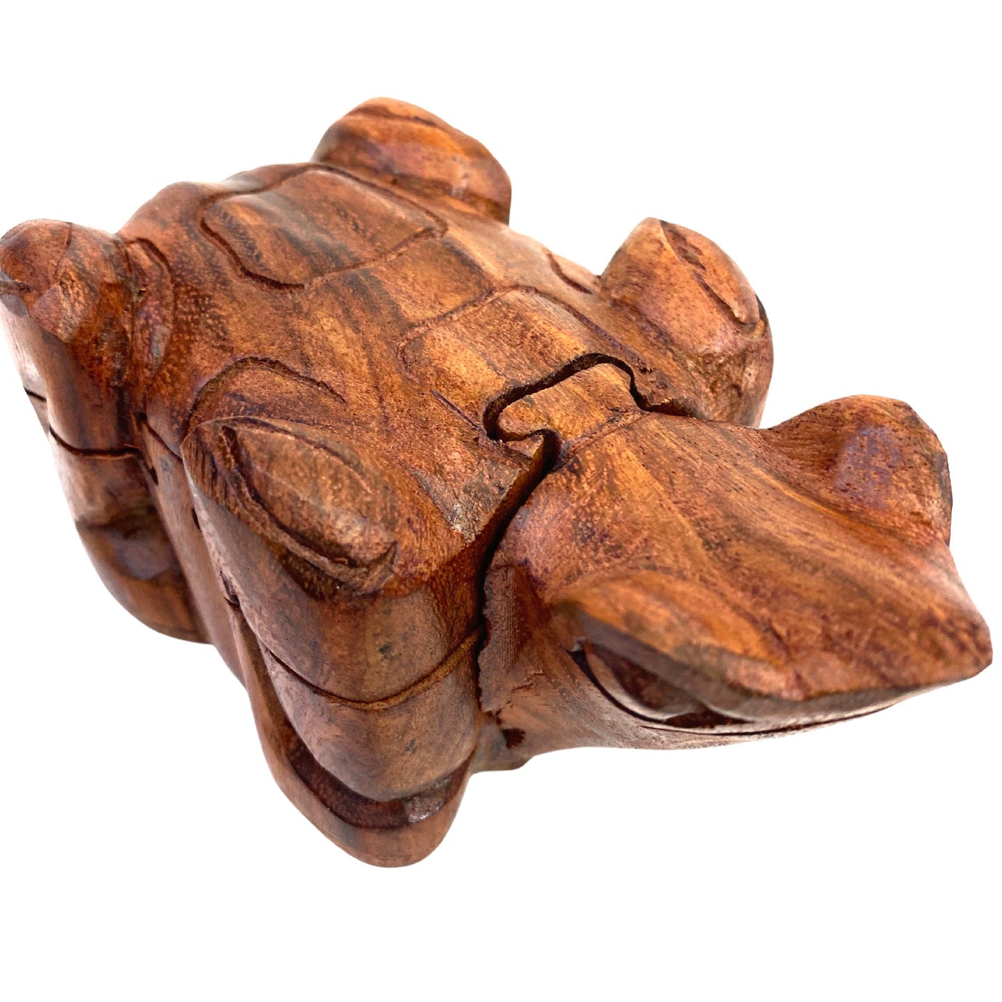 Frog Toad Amphibian Secret Puzzle stash jewelry Box gift box Hand Carved Wood Frog Carving
