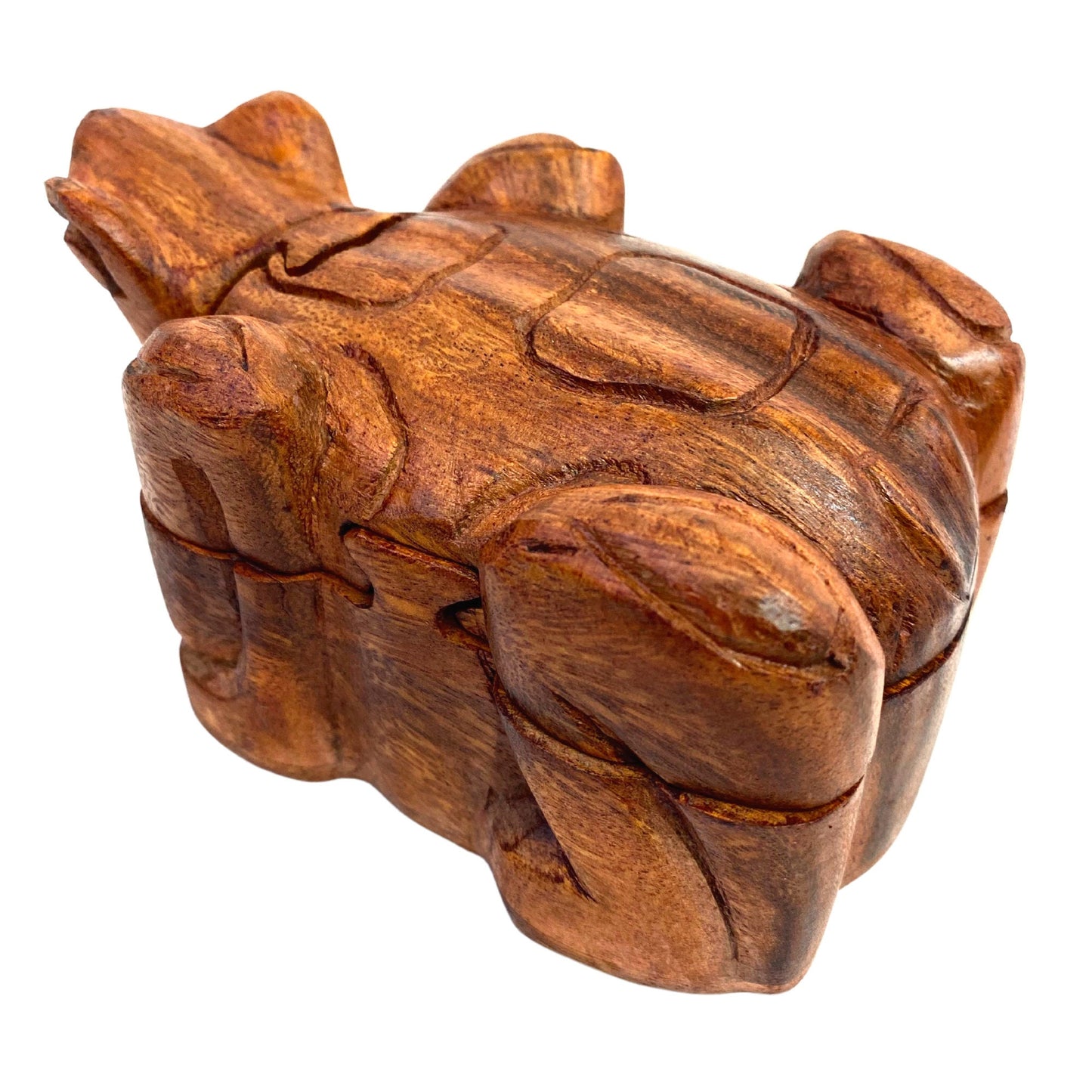 Frog Toad Amphibian Secret Puzzle stash jewelry Box gift box Hand Carved Wood Frog Carving