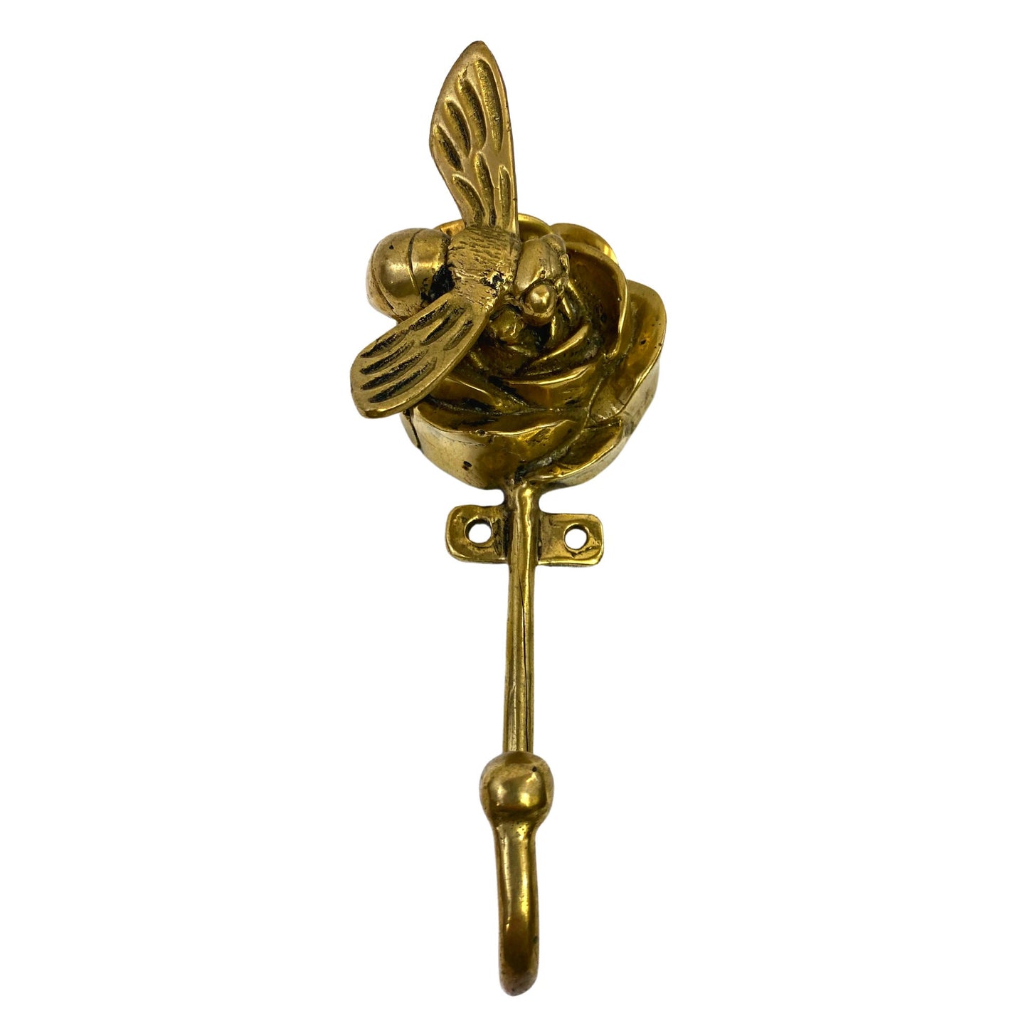 Rose and Bee Wall hook handmade solid brass coat hook gold metal Home decor