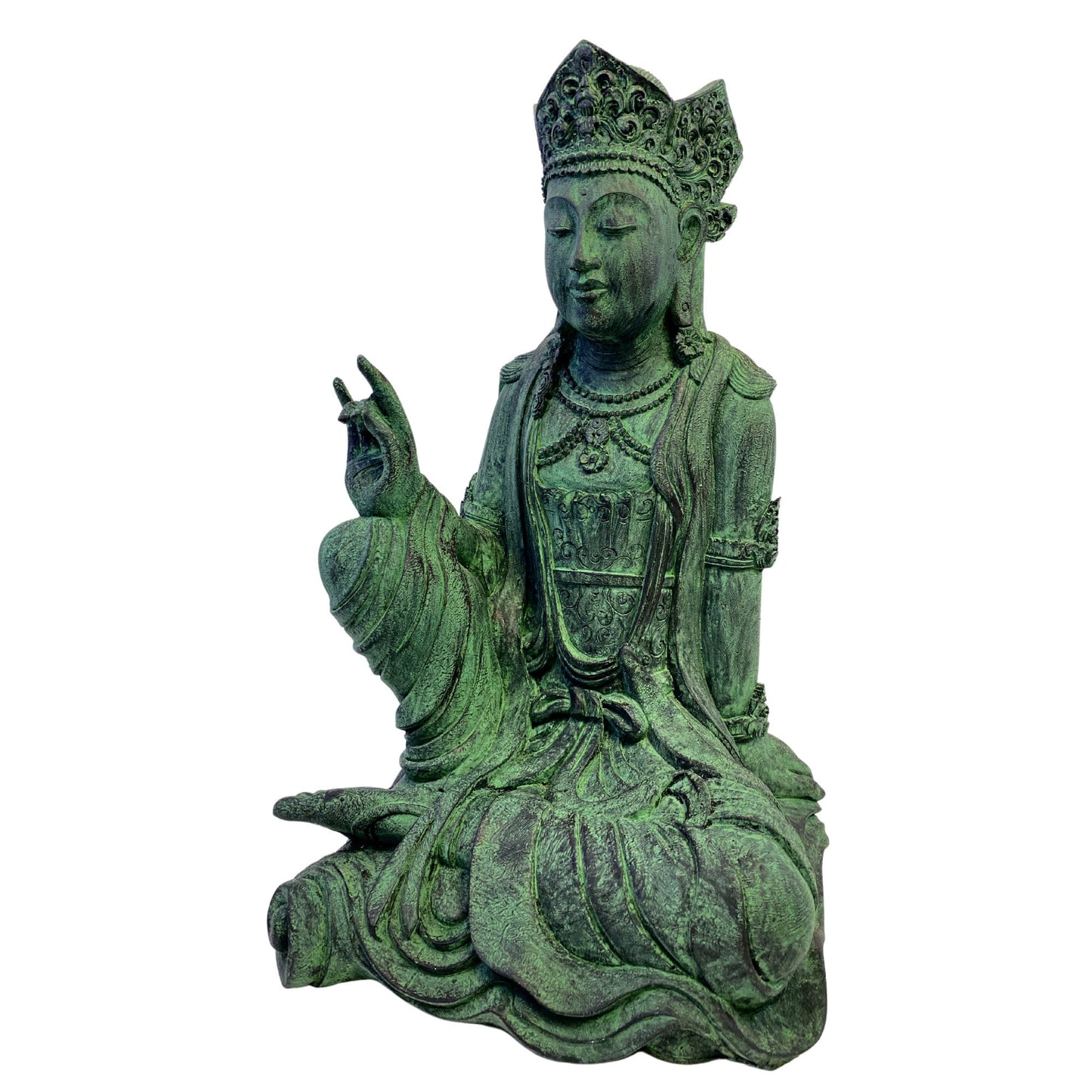 Bodhisattva Guan Yin Guanyin Goddess of Compassion, Garden Statue cast stone resin volcanic sand, Sculpture handmade Buddhist Garden art - Acadia World Traders