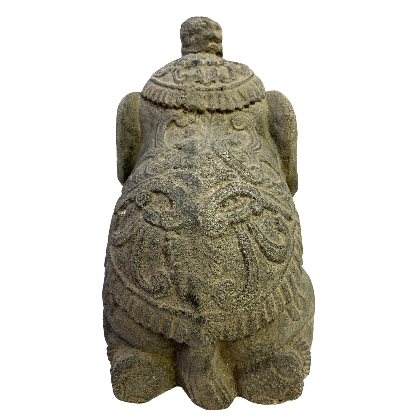 Elephant Doorstop Garden Statue Handmade Cast Lava Stone Elephant Sculpture Balinese art Eclectic Boho Decor - Acadia World Traders