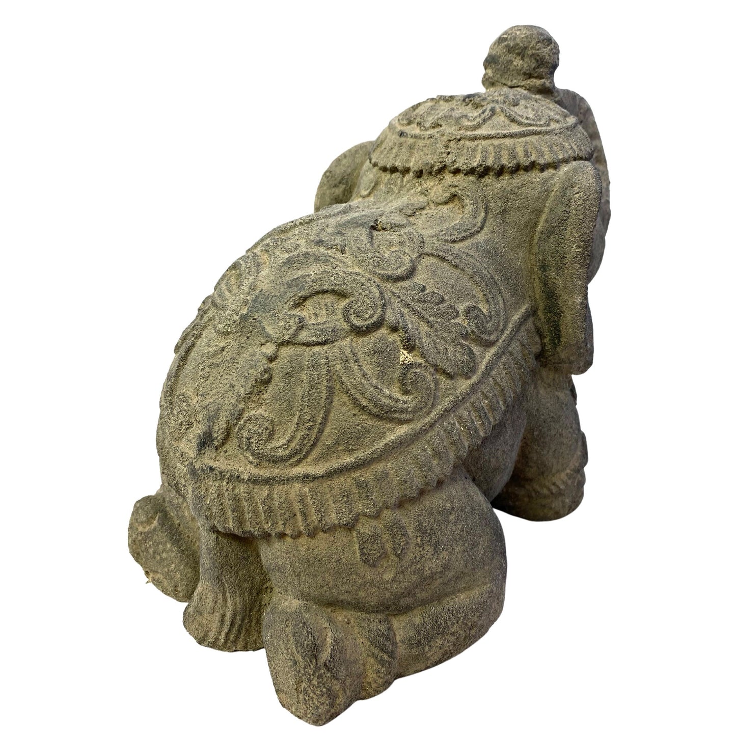 Elephant Doorstop Garden Statue Handmade Cast Lava Stone Elephant Sculpture Balinese art Eclectic Boho Decor - Acadia World Traders