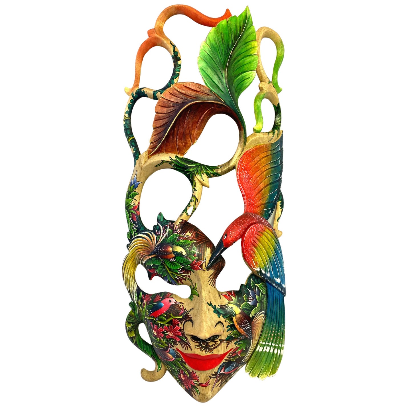 Balinese Mask Dewi Bawang Goddess Dream Mask Wood Carving Indonesian Hand Carved Painted Wall Decor Art