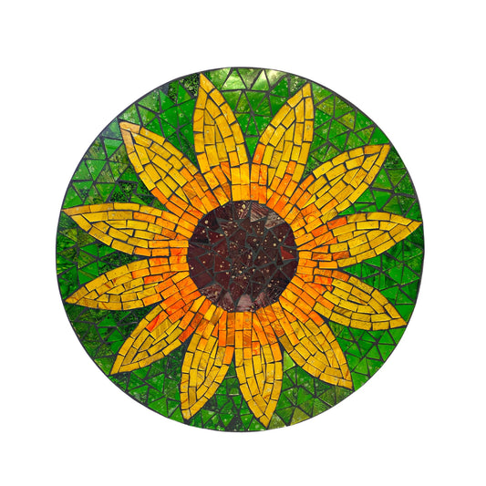 Yellow Sunflower Mosaic Wall Art Plaque Panel Hand Painted Glass Bali Handicraft Boho Decor - Acadia World Traders