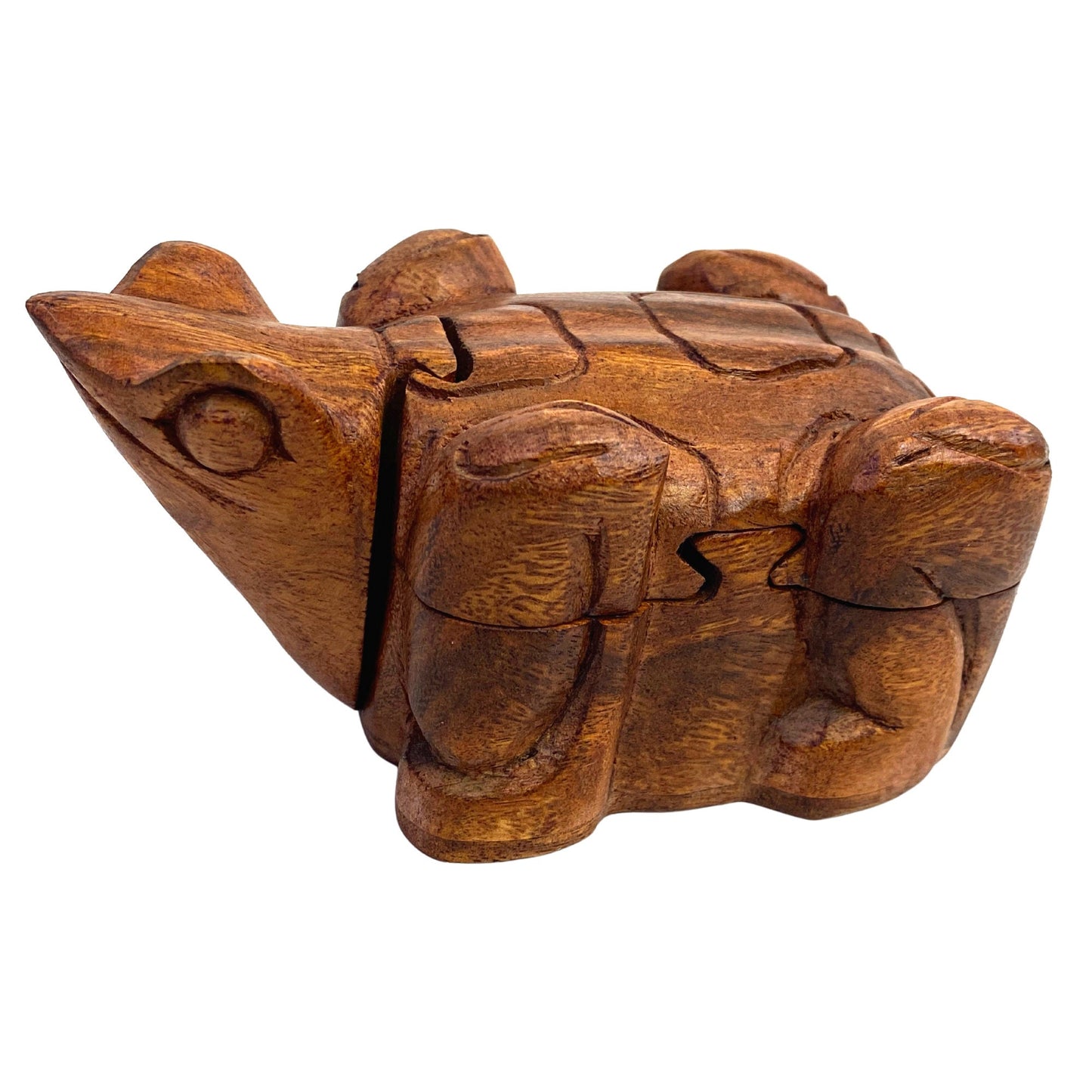 Frog Toad Amphibian Secret Puzzle stash jewelry Box gift box Hand Carved Wood Frog Carving
