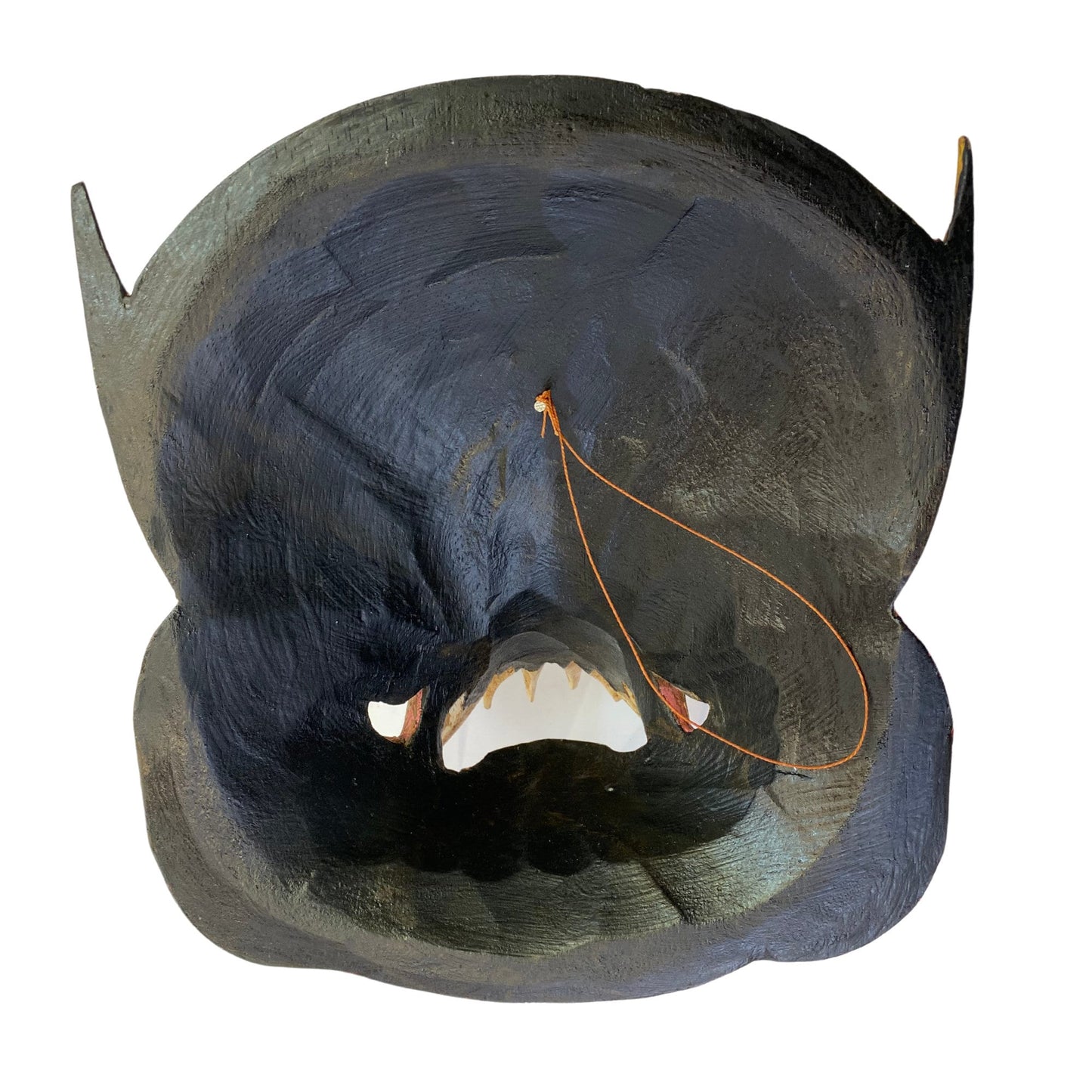 Balinese Three Eyed Demon Mask - Horned Leyak Monster, Carved Wood Bali Folk Art,