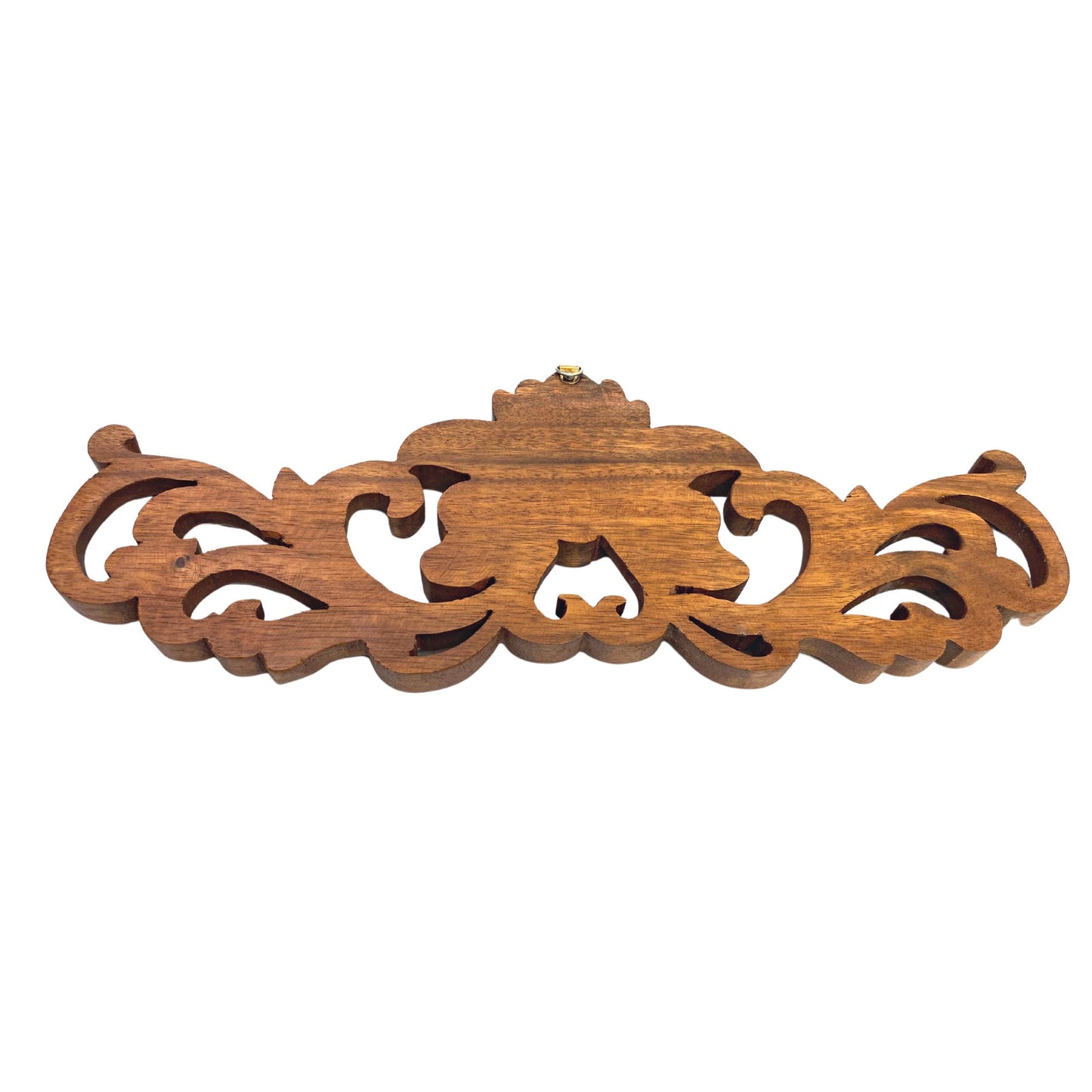 Hand Carved Balinese Lotus Wood Relief Panel - Architectural Wall Art