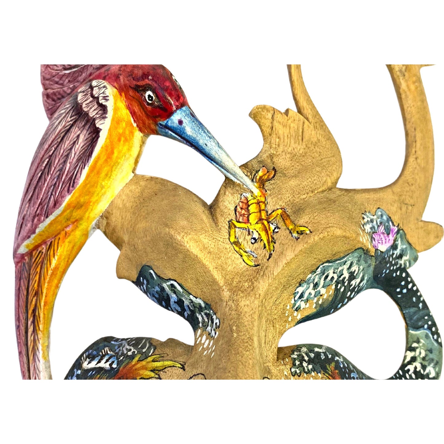 Balinese Mask Dragon Phoenix Bird Goddess Dream Mask Abstract Mask Hand Painted Carved Wood Carving Bali Wall Decor Art