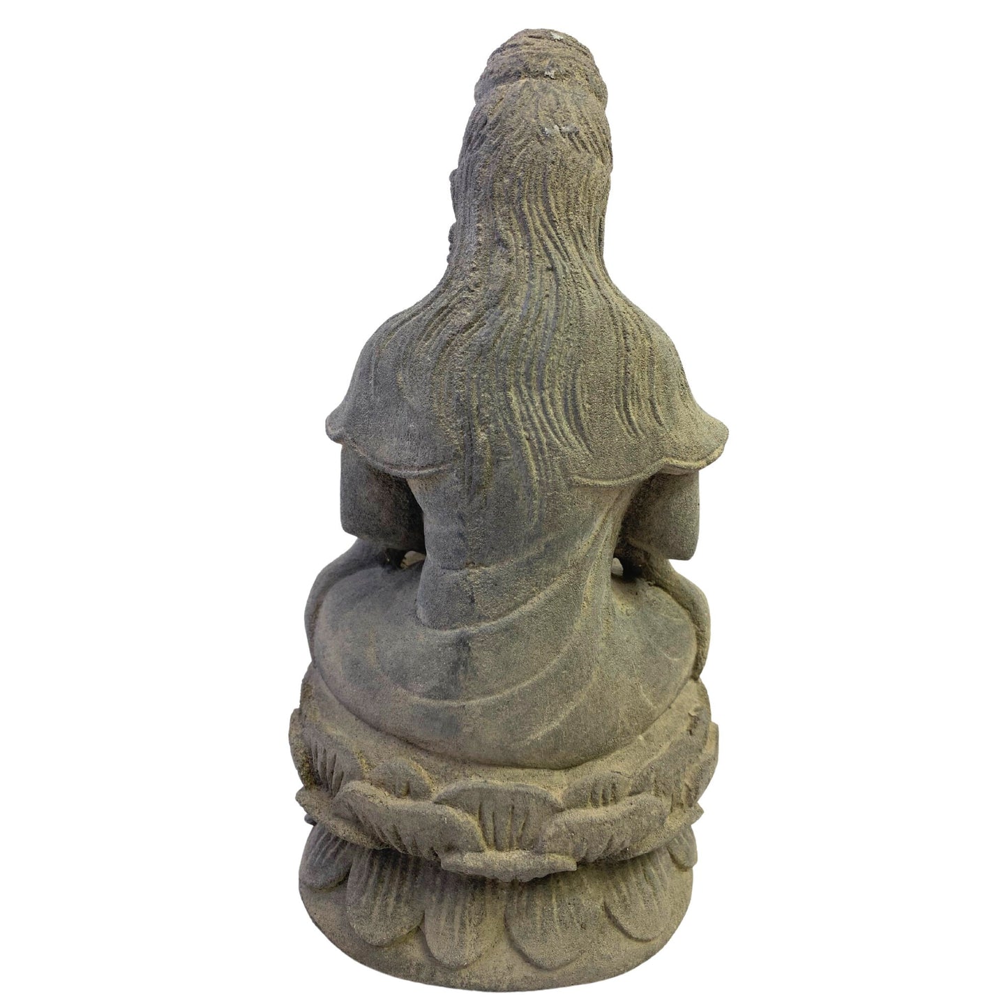 Seated Kwan Yin Guanyin Garden Statue Bodhisattva of Compassion Buddha Goddess Cast Handmade Lava stone Eclectic Asian Decor sculpture - Acadia World Traders