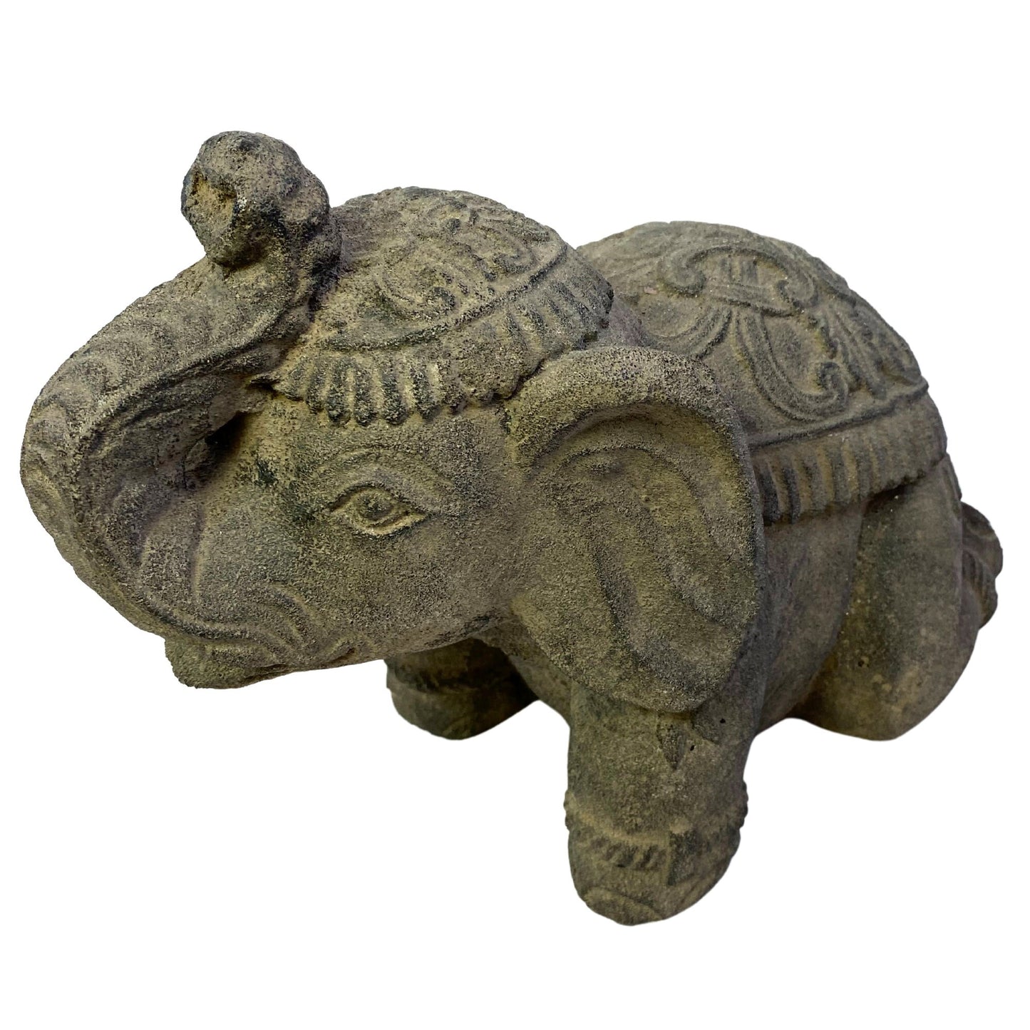 Elephant Doorstop Garden Statue Handmade Cast Lava Stone Elephant Sculpture Balinese art Eclectic Boho Decor - Acadia World Traders