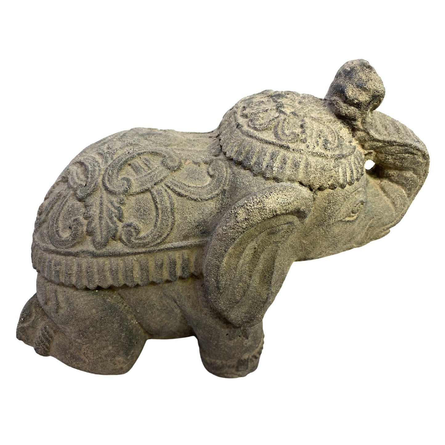 Elephant Doorstop Garden Statue Handmade Cast Lava Stone Elephant Sculpture Balinese art Eclectic Boho Decor - Acadia World Traders