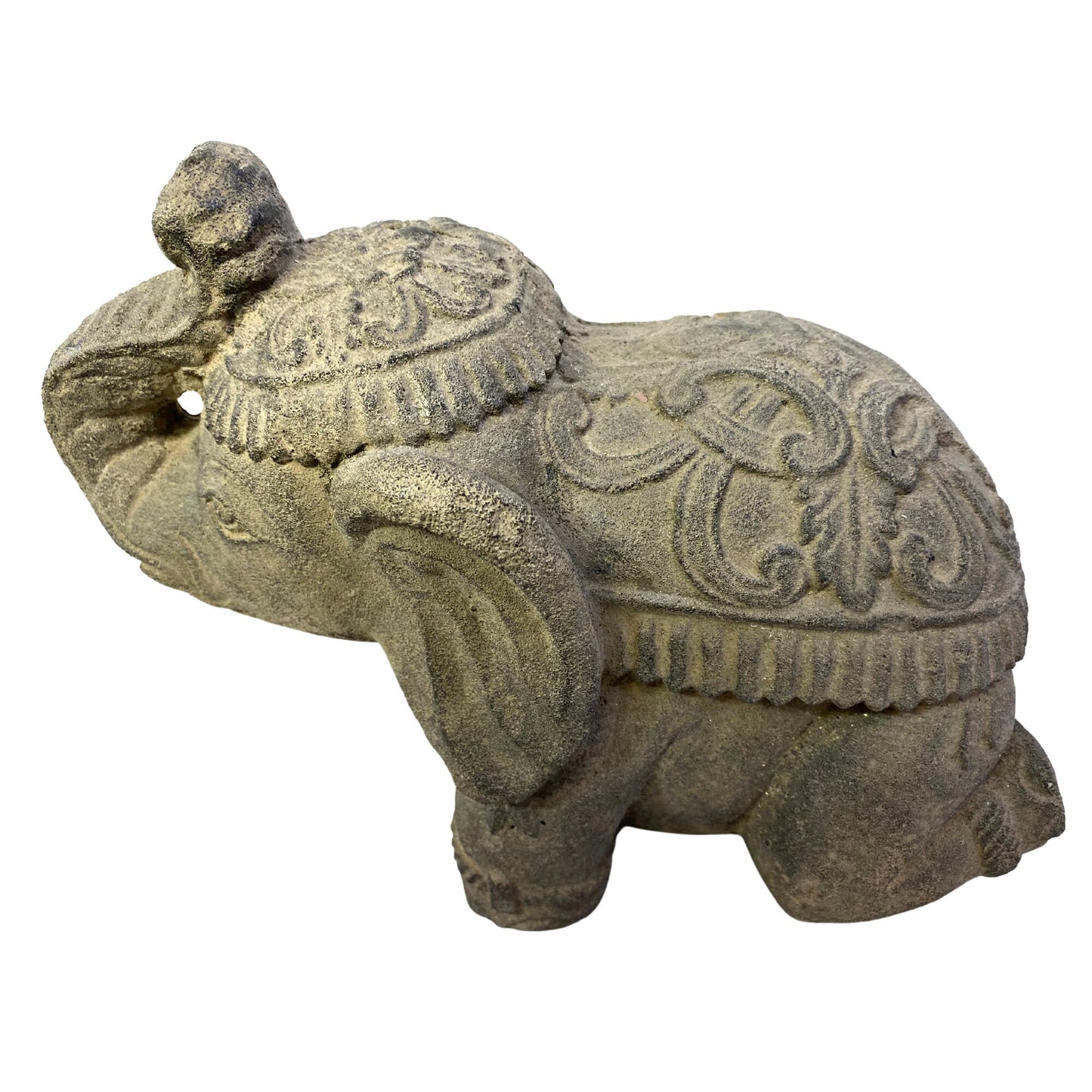 Elephant Doorstop Garden Statue Handmade Cast Lava Stone Elephant Sculpture Balinese art Eclectic Boho Decor - Acadia World Traders