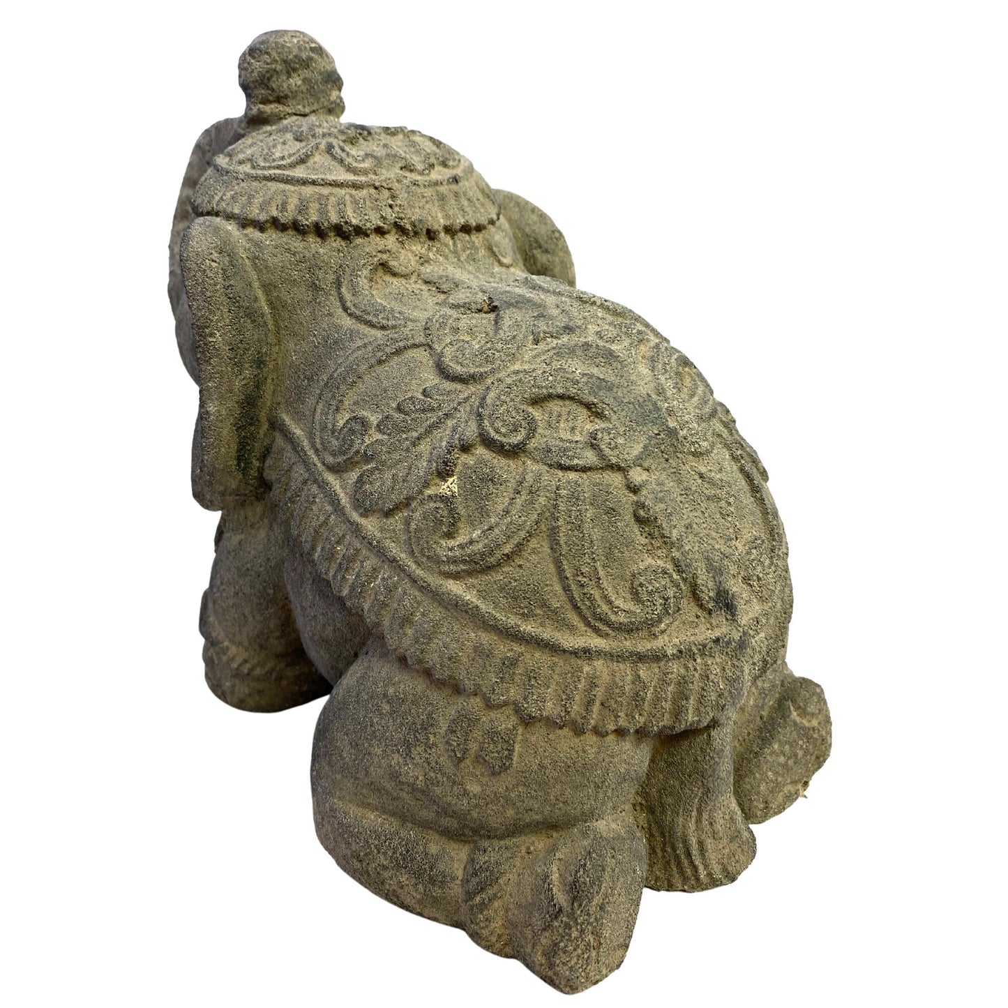 Elephant Doorstop Garden Statue Handmade Cast Lava Stone Elephant Sculpture Balinese art Eclectic Boho Decor - Acadia World Traders