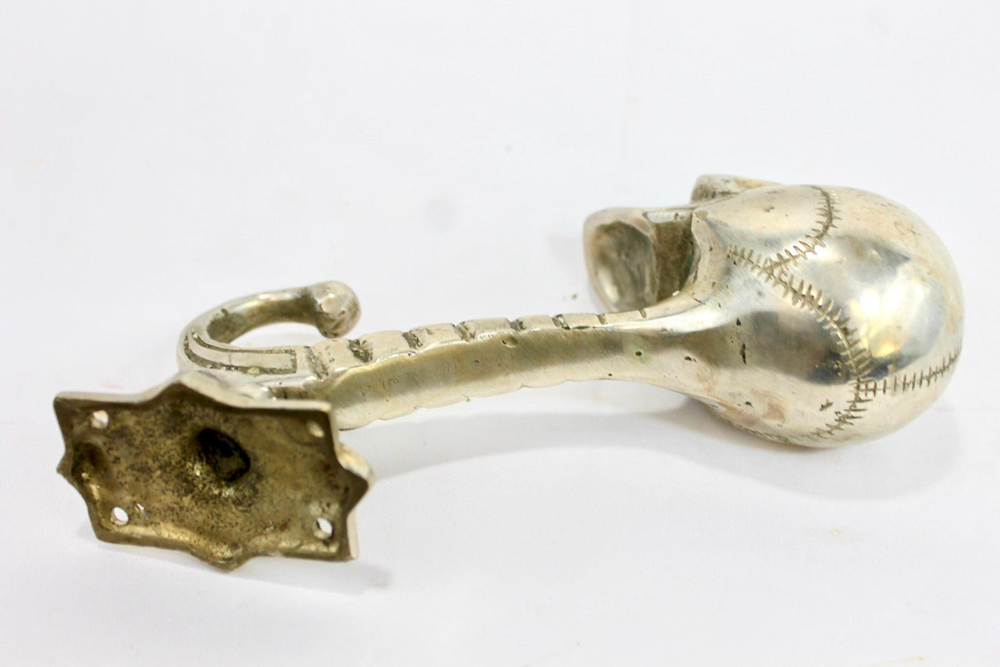 Gothic Skull Skeleton Bones Wall Coat Hook Handmade Bronze Cast Balinese Art