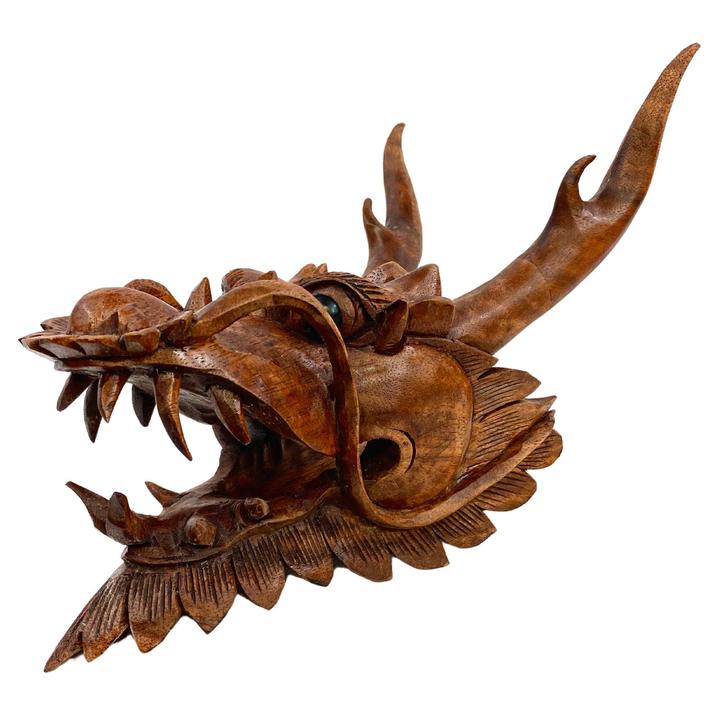 Horned Dragon Cosmic Naga Mask Hand Mask Wall art hand carved Suar wood Bali Art Asian style Decor