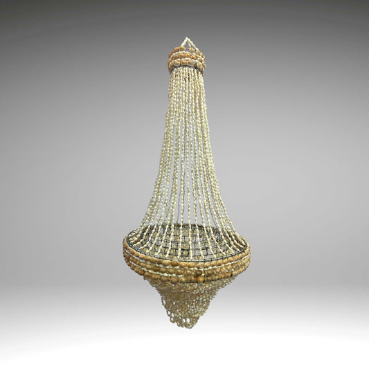 Shell Chandelier Accent Hanging Lamp Natural Seashell Mobile Nautical Beach Cottage Boho Decor Handmade Bali Art 32"