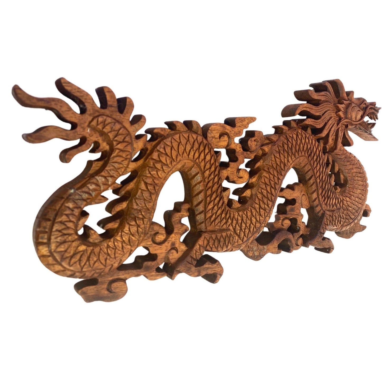 Balinese Dragon Panel Hand Carved wooden Winged Naga Relief Wall Panel Wood Carving Bali wall art Handmade gift for dad Asian Decor 16"