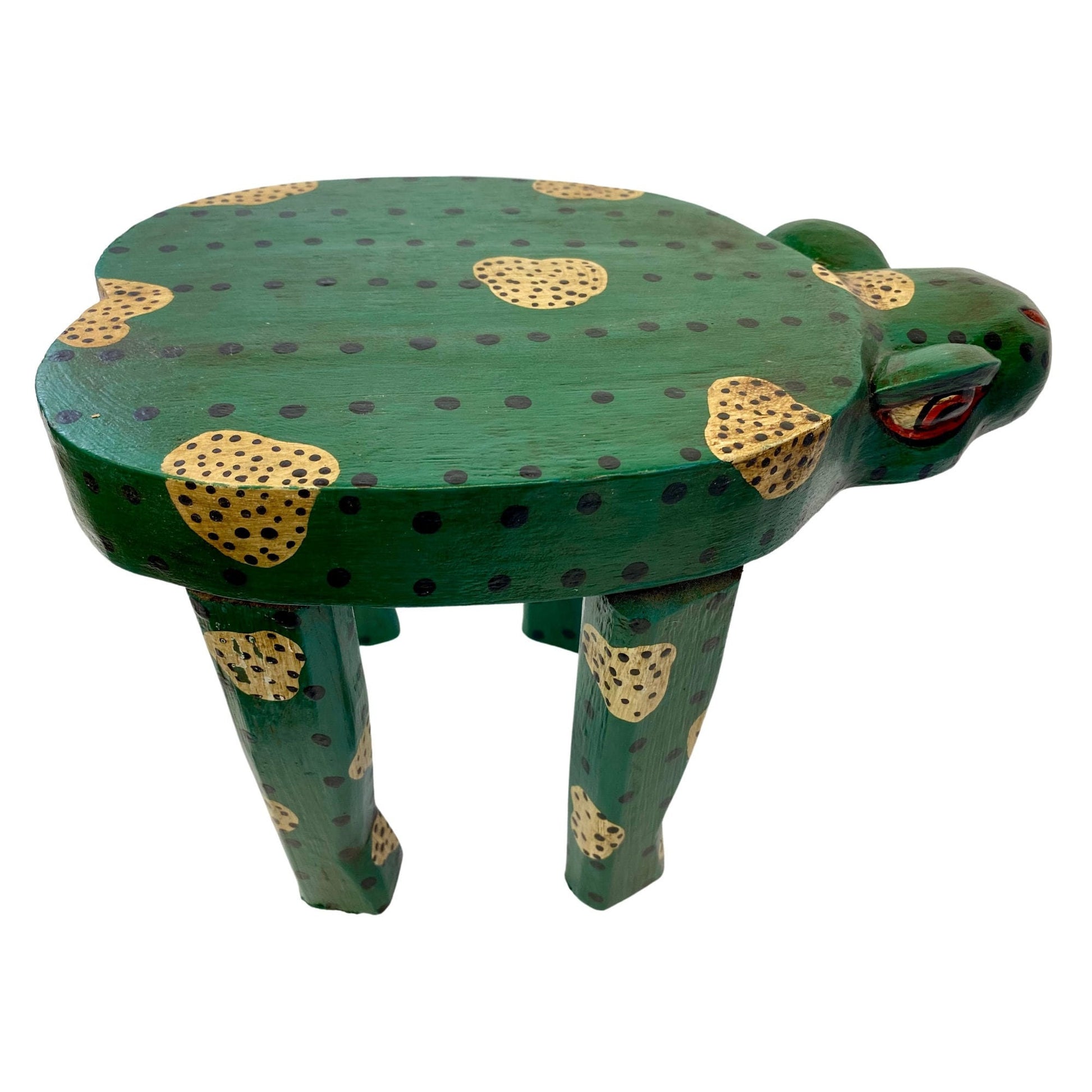 Lucky Green Frog Toad Plant Stand Stool Riser Balinese Hand Carved Wood Amphibian Bali Folk Art Gift for Frog Lover - Acadia World Traders