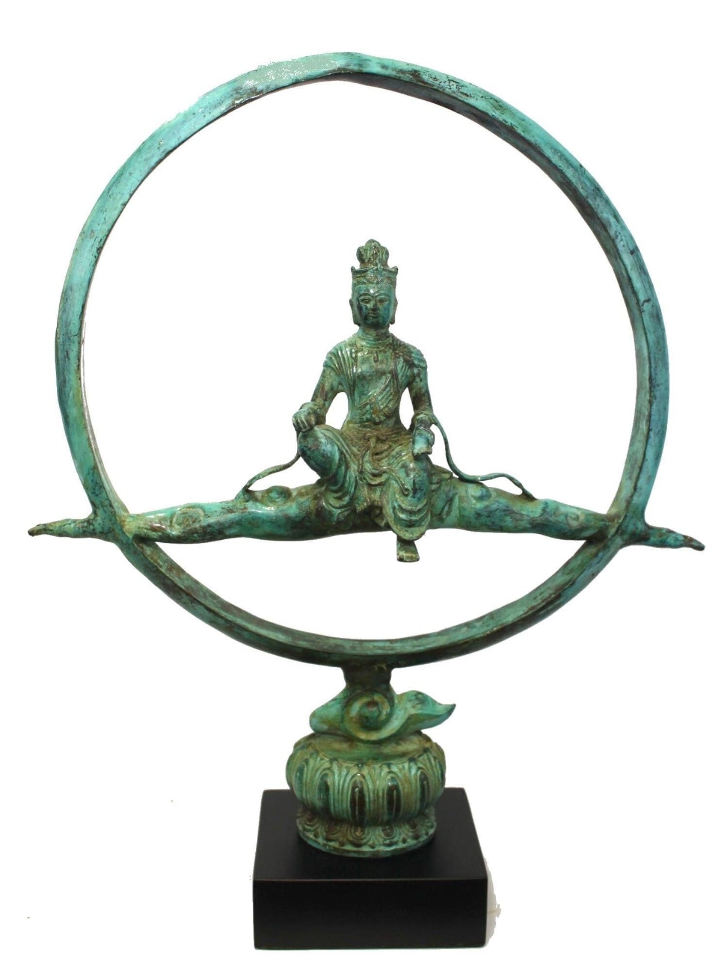 Buddha Seated on Nimbus Cloud Statue Bronze handmade verdigris Lost Wax Cast Sculpture Bali Art
