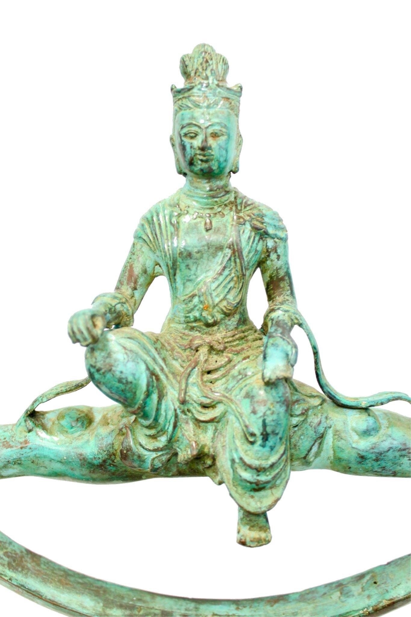 Buddha Seated on Nimbus Cloud Statue Bronze handmade verdigris Lost Wax Cast Sculpture Bali Art