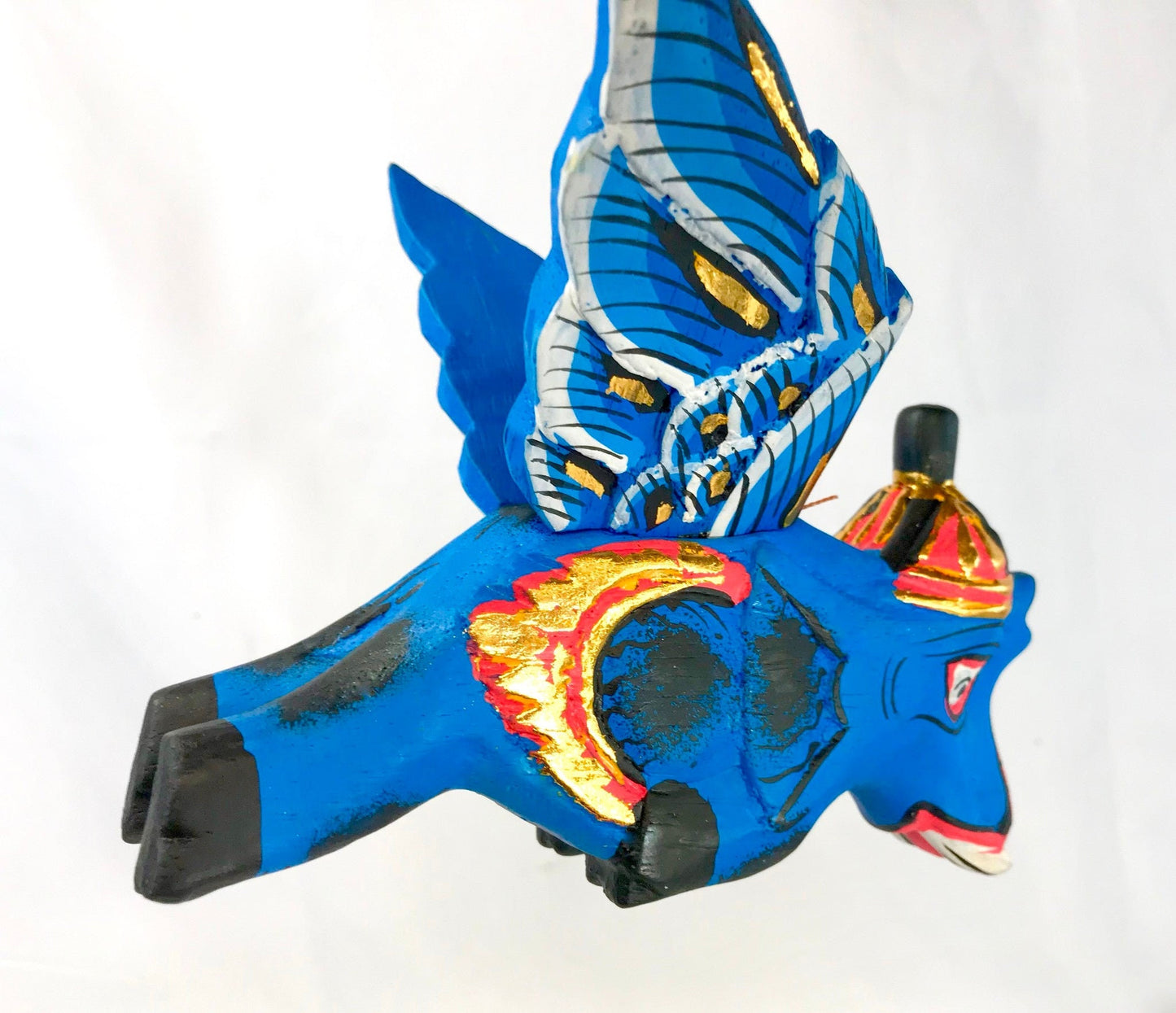 Balinese Winged flying Blue Elephant mobile Spirit Chaser 9"
