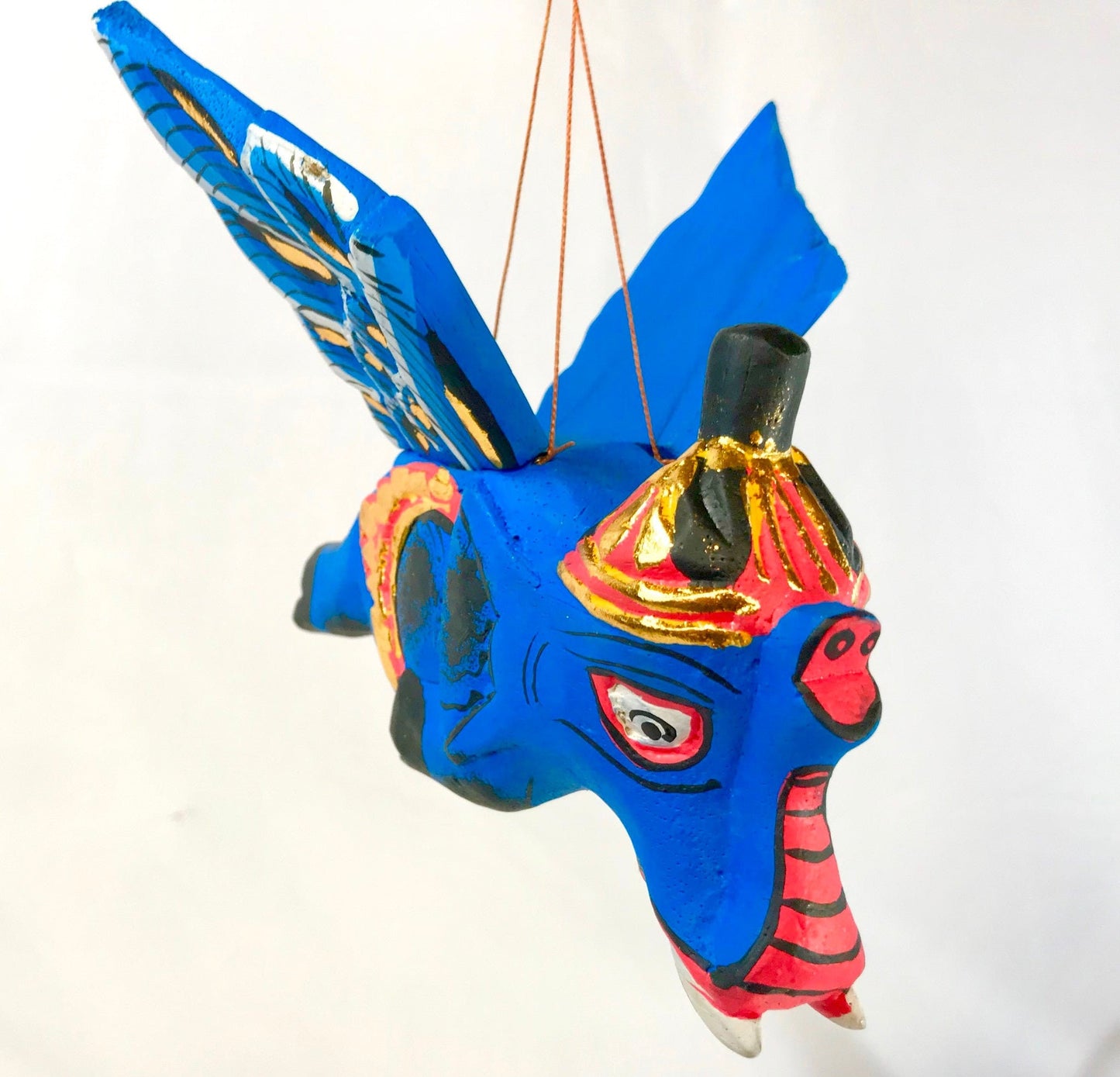 Balinese Winged flying Blue Elephant mobile Spirit Chaser 9"