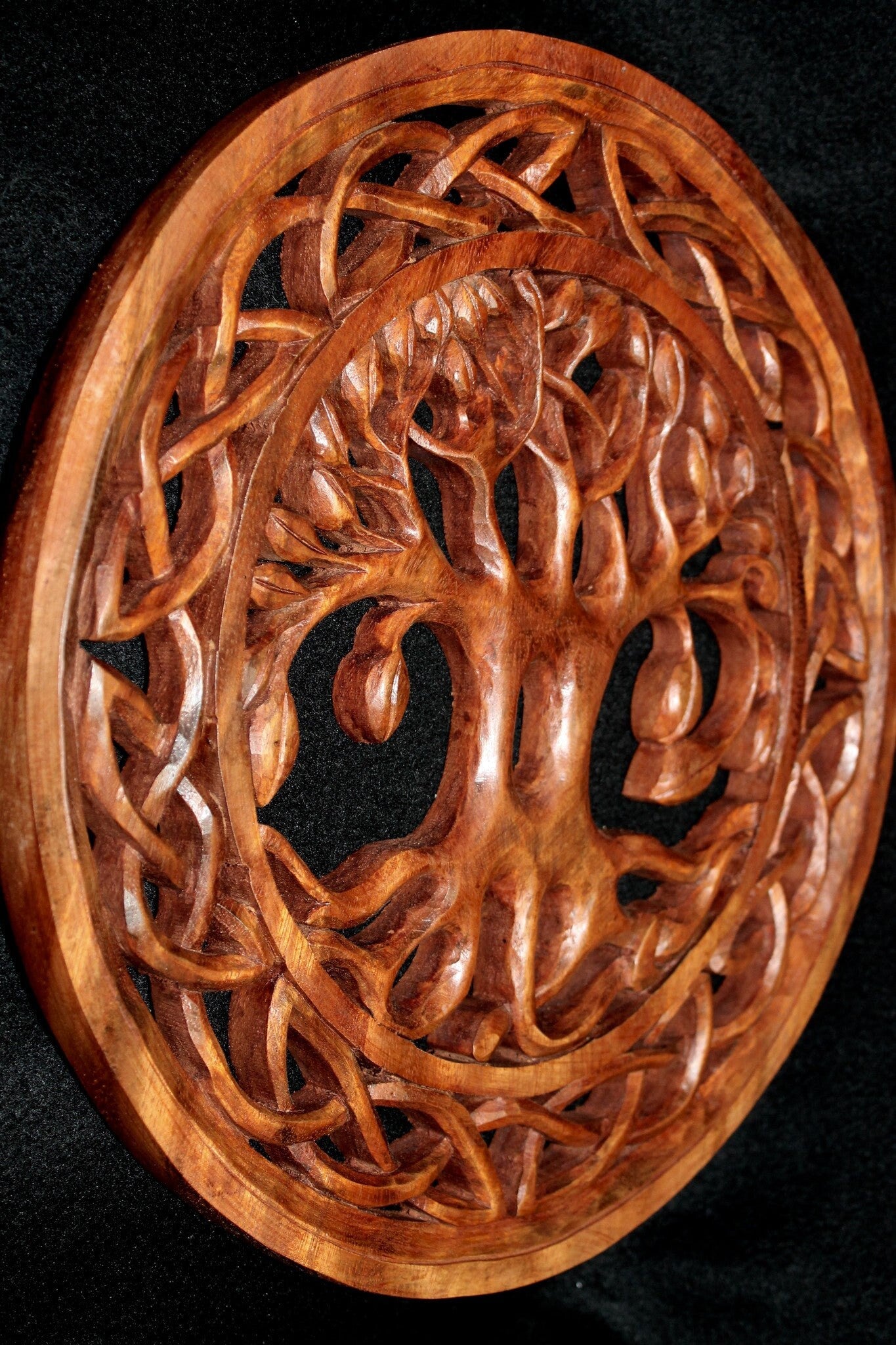 Celtic Knot Tree of Life Hand Carved Wood Wall Art Panel