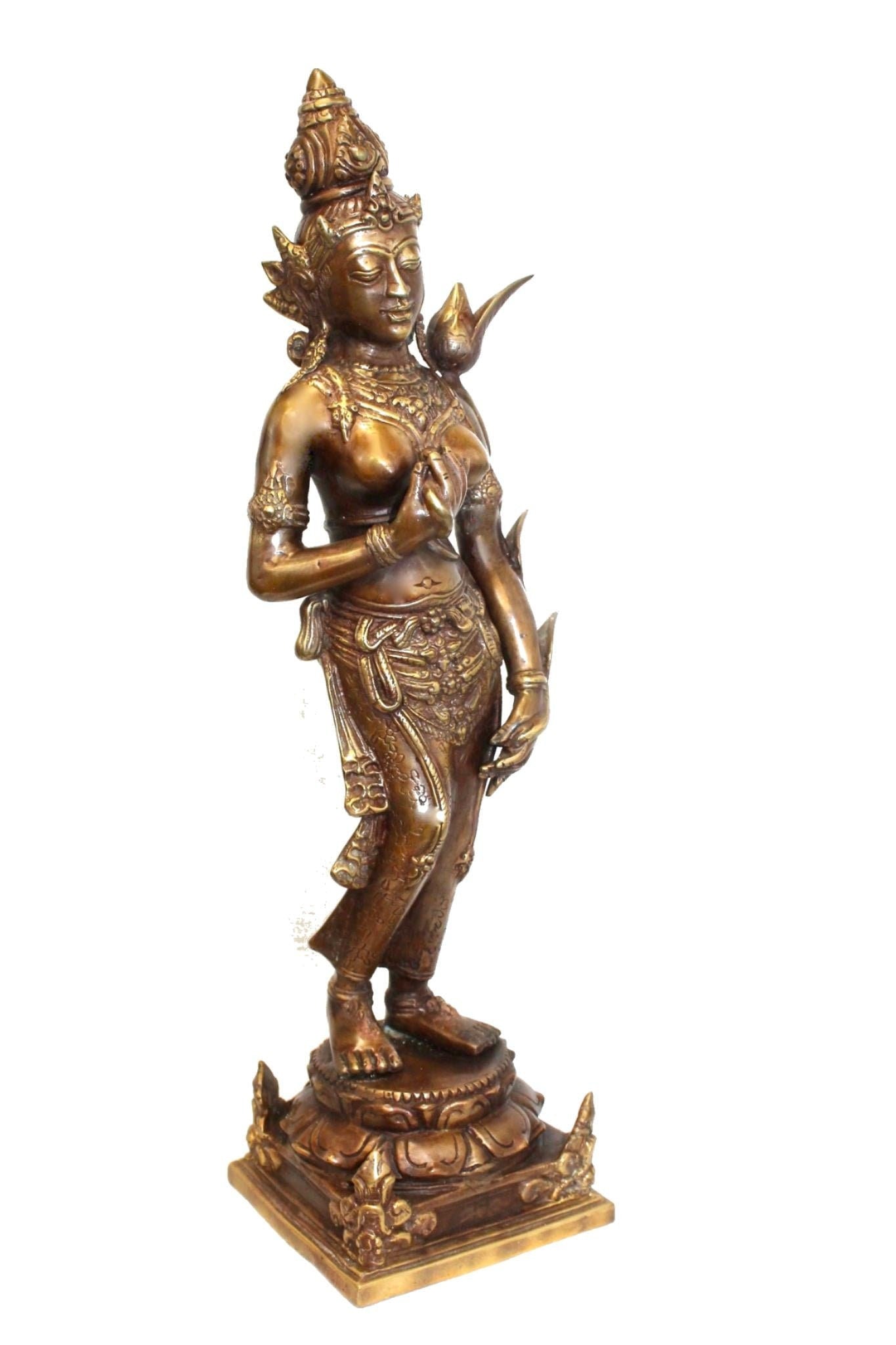 Dewi Tara Buddhist Goddess of Compassion Bodhisattva in Mahayana Buddhism Statue Lost wax cast Bronze Sculpture Handmade Bali Indonesia