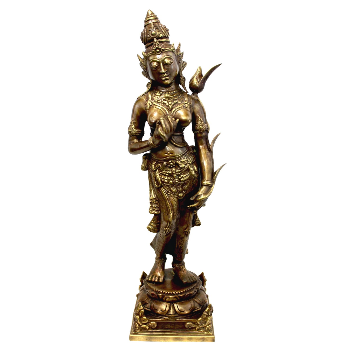 Dewi Tara Goddess Bronze Statue: Balinese Lost Wax Cast Metal Sculpture (19.5")