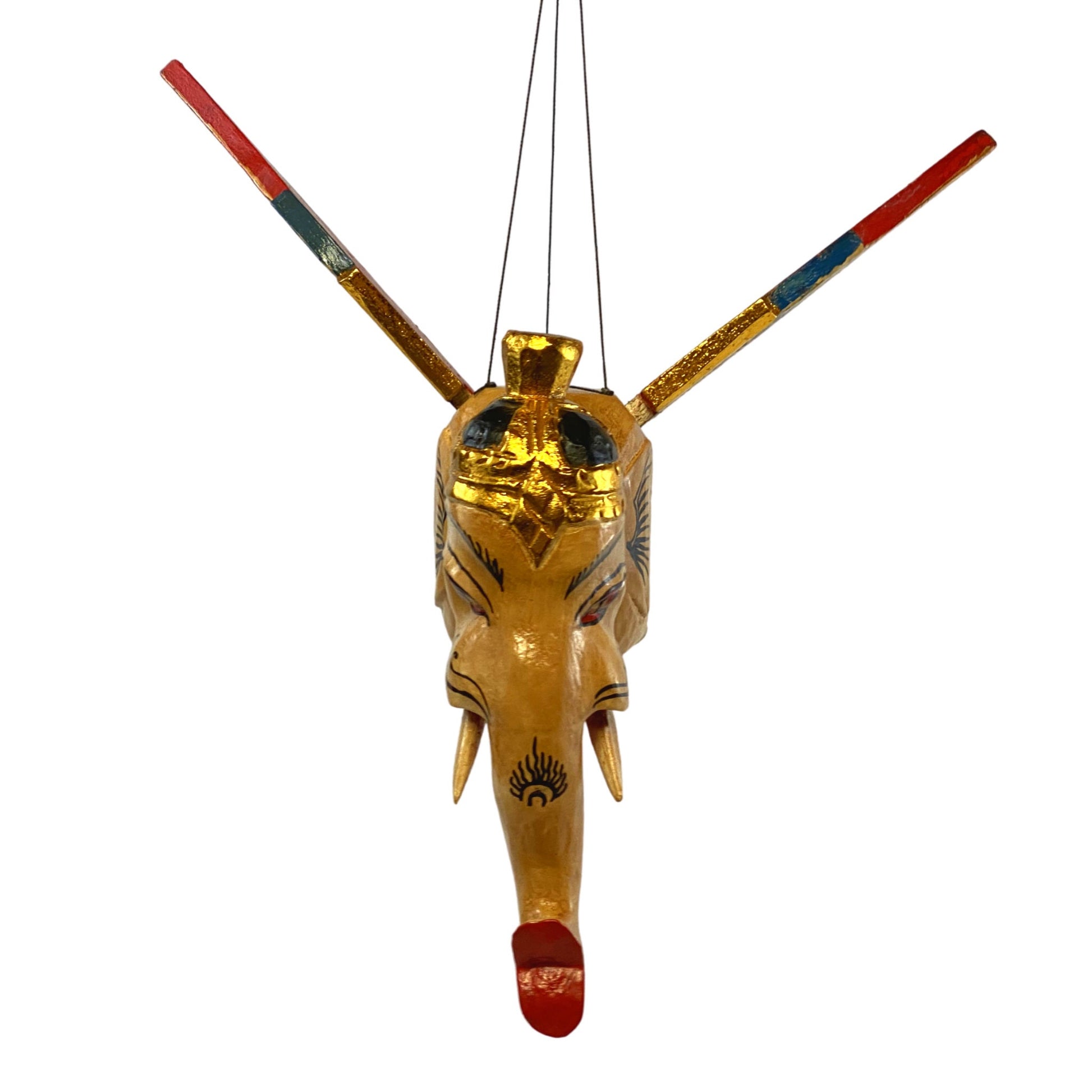 Flying Elephant mobile demon chaser Bali carved wood Balinese folk Art - Acadia World Traders