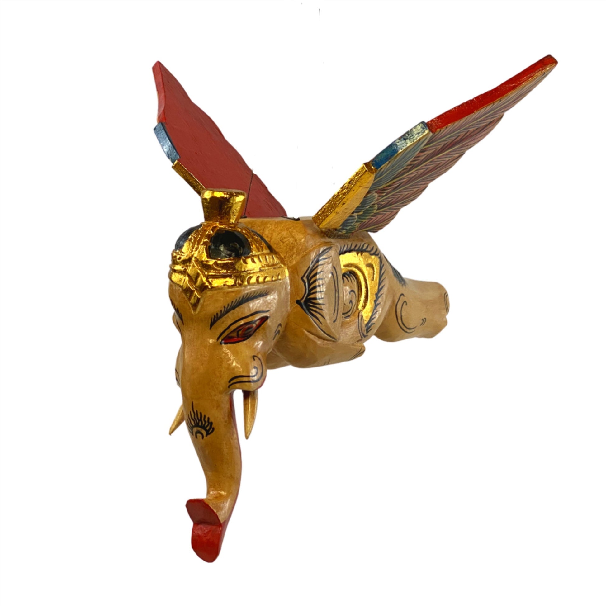 Flying Elephant mobile demon chaser Bali carved wood Balinese folk Art - Acadia World Traders