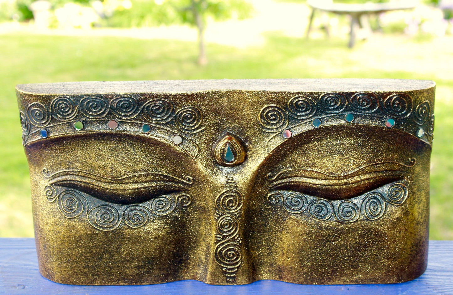 Wise Eyes of Buddha Hand Carved Wall Art Sculpture - Acadia World Traders