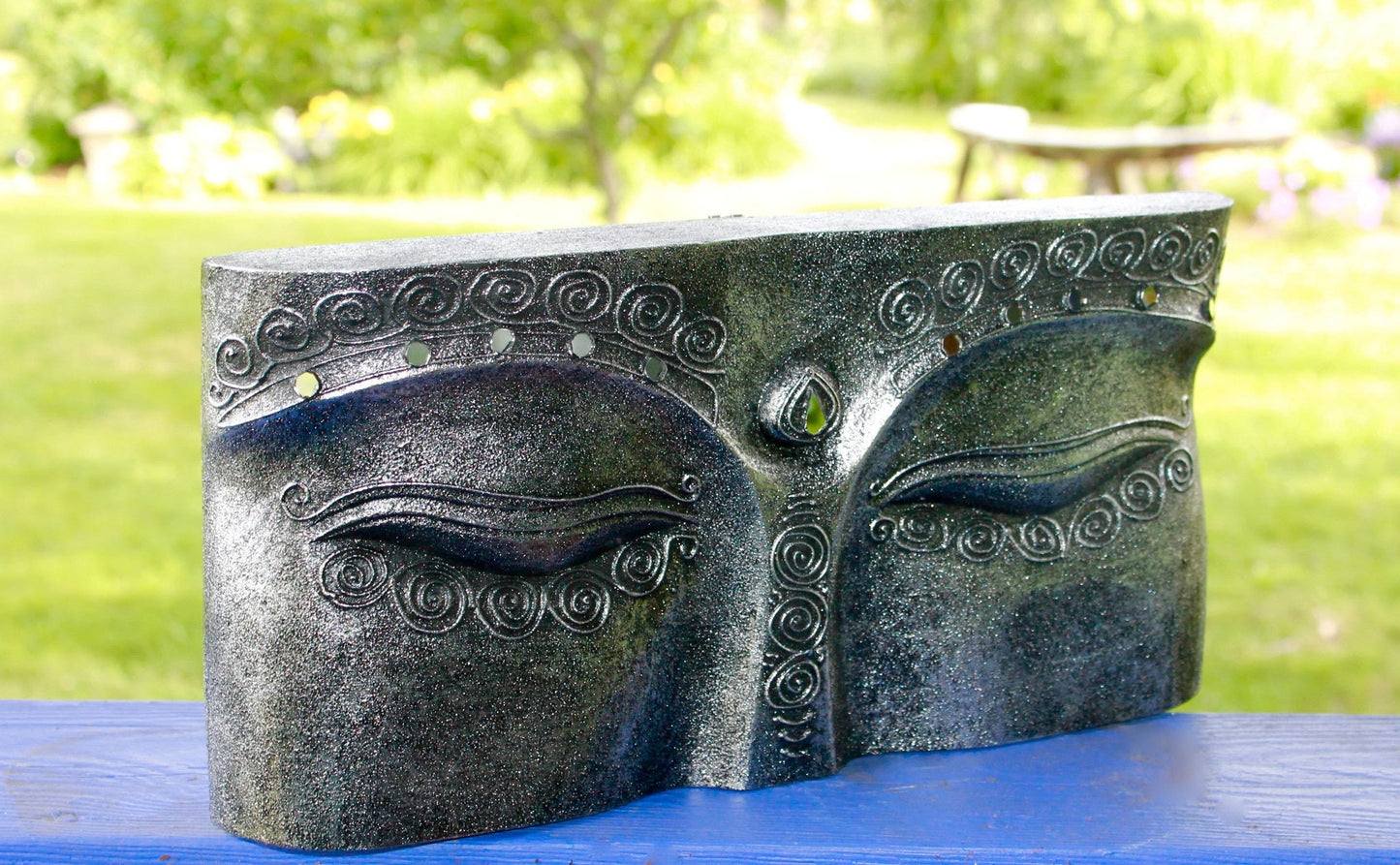 Wise Eyes of Buddha Hand Carved Wall Art Sculpture - Acadia World Traders